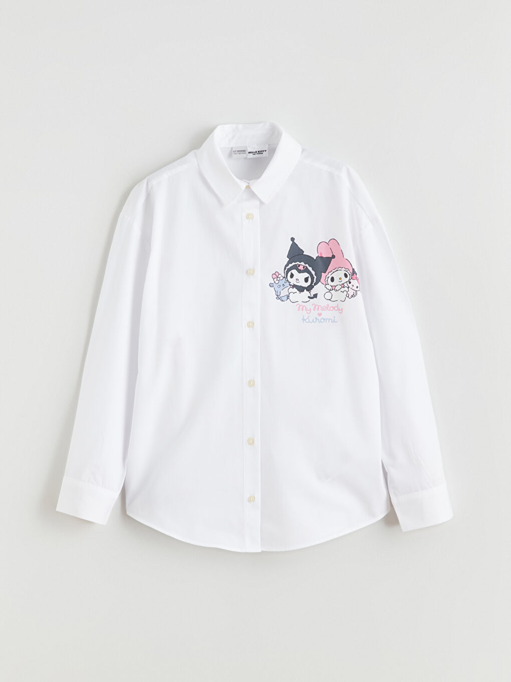 Beyaz My Melody ve Kuromi Baskılı Kız Çocuk Gömlek