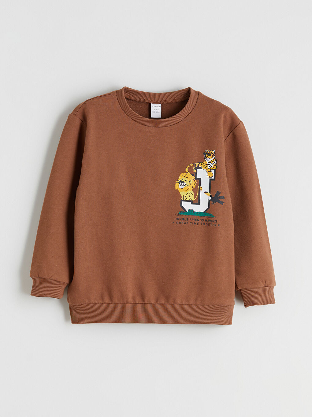 Kahverengi Bisiklet Yaka Baskılı Erkek Çocuk Sweatshirt