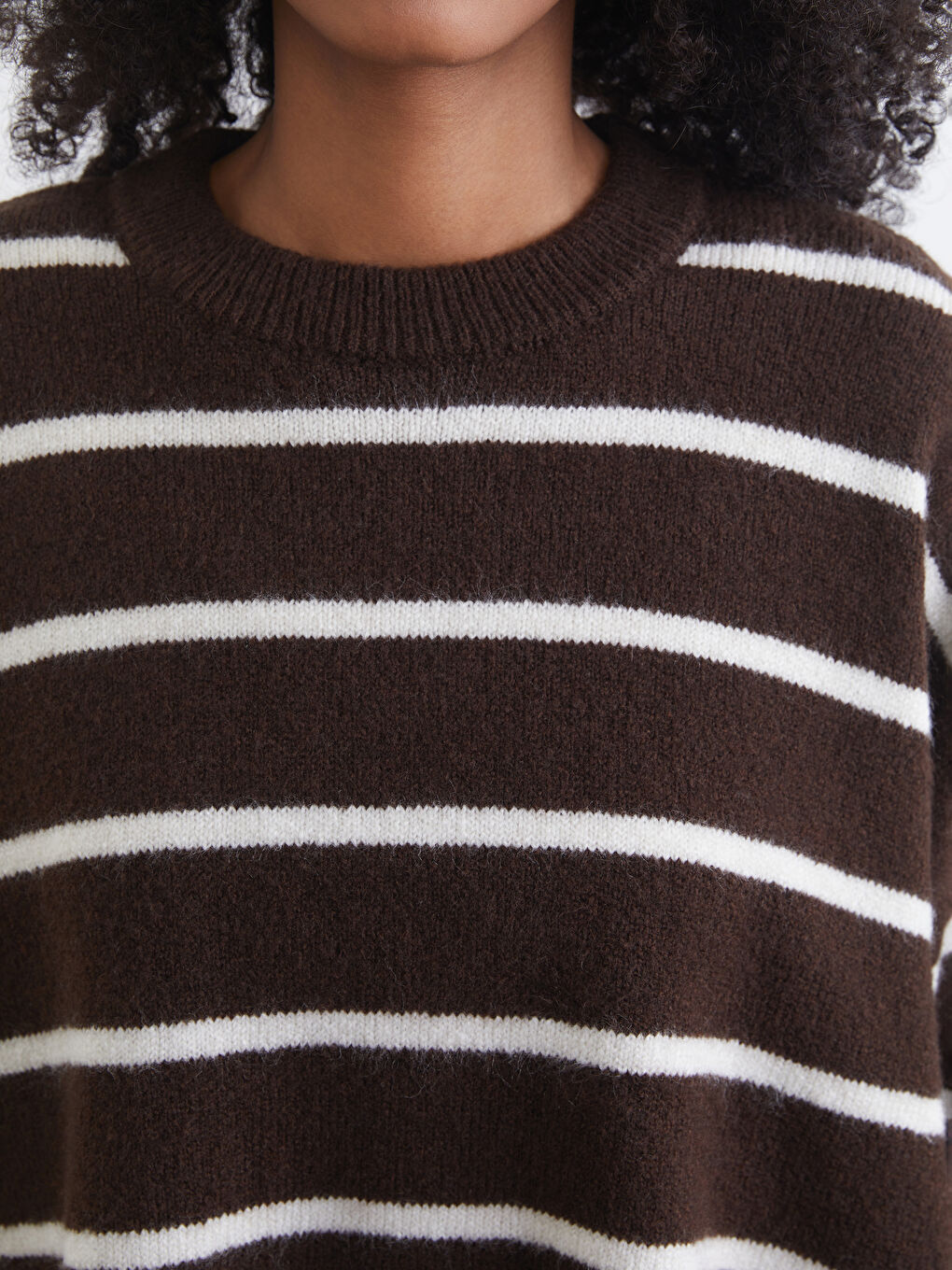 Crew Neck Striped Oversize Women's Knitwear Sweater-2