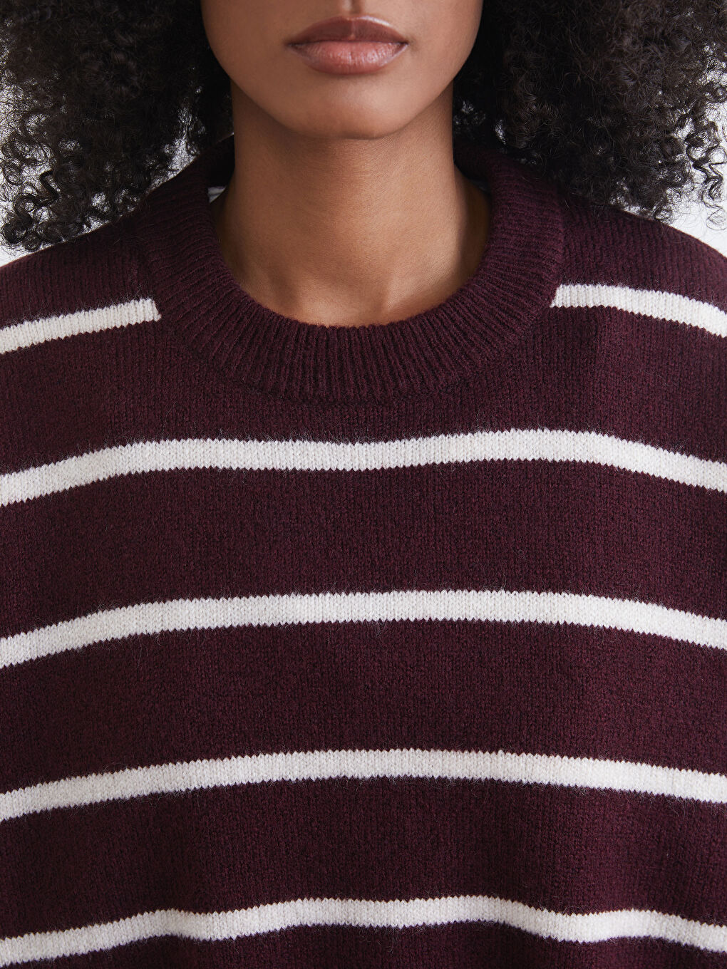 Crew Neck Striped Oversize Women's Knitwear Sweater-2