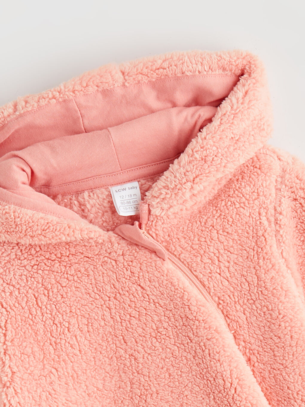 Mercan Kapüşonlu Pelüş Kız Bebek Tulum-4