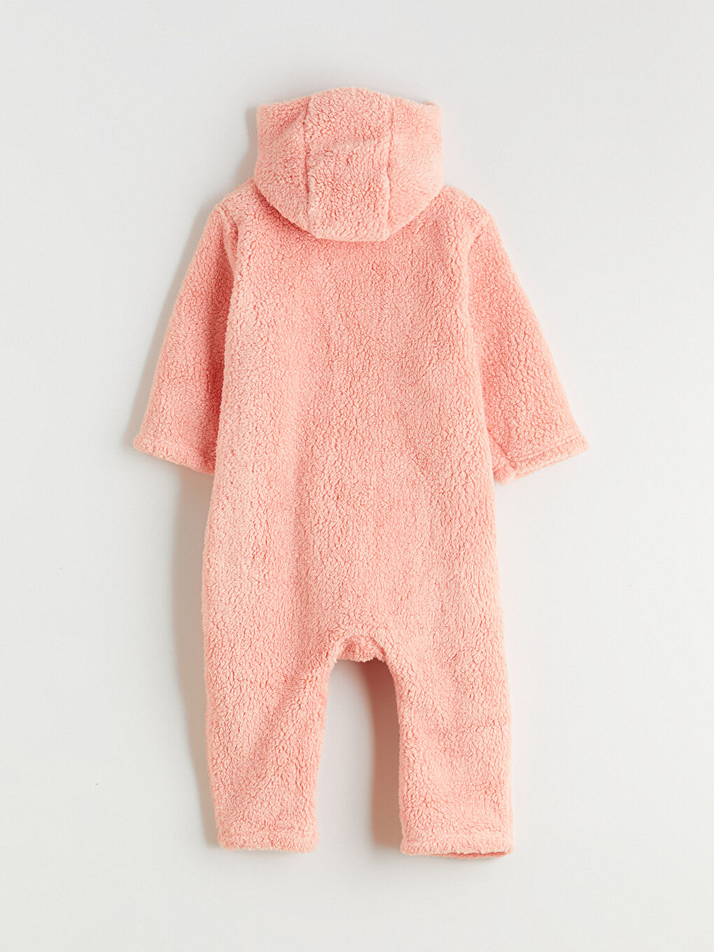 Mercan Kapüşonlu Pelüş Kız Bebek Tulum-5