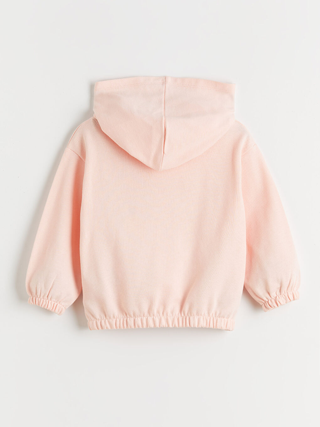 Pembe Kapüşonlu Çiçekli Kız Bebek Fermuarlı Sweatshirt-1
