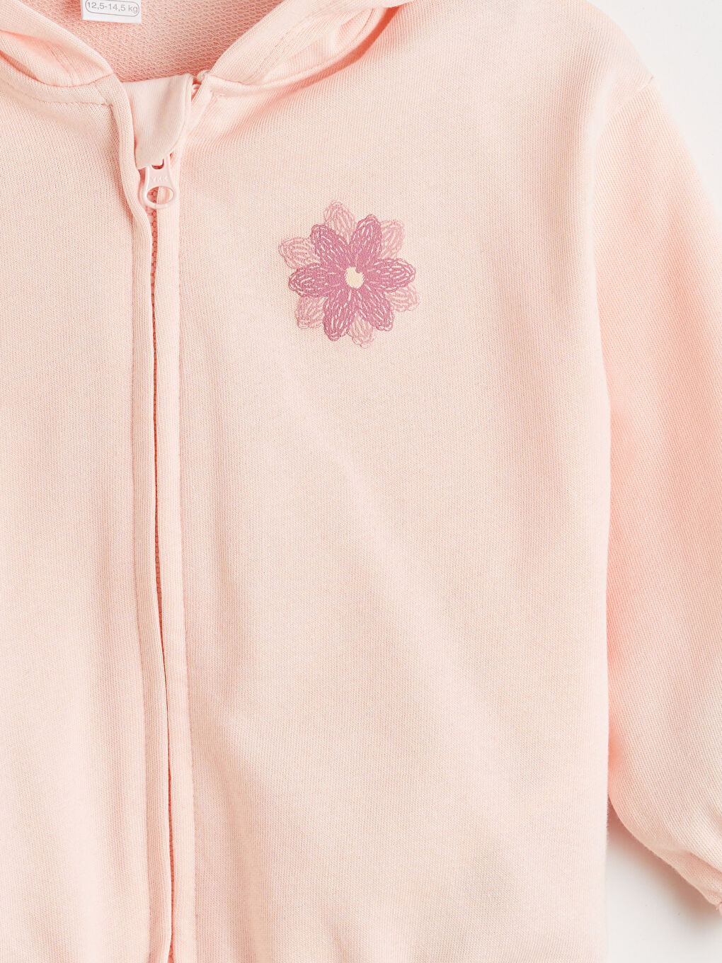 Pembe Kapüşonlu Çiçekli Kız Bebek Fermuarlı Sweatshirt-2