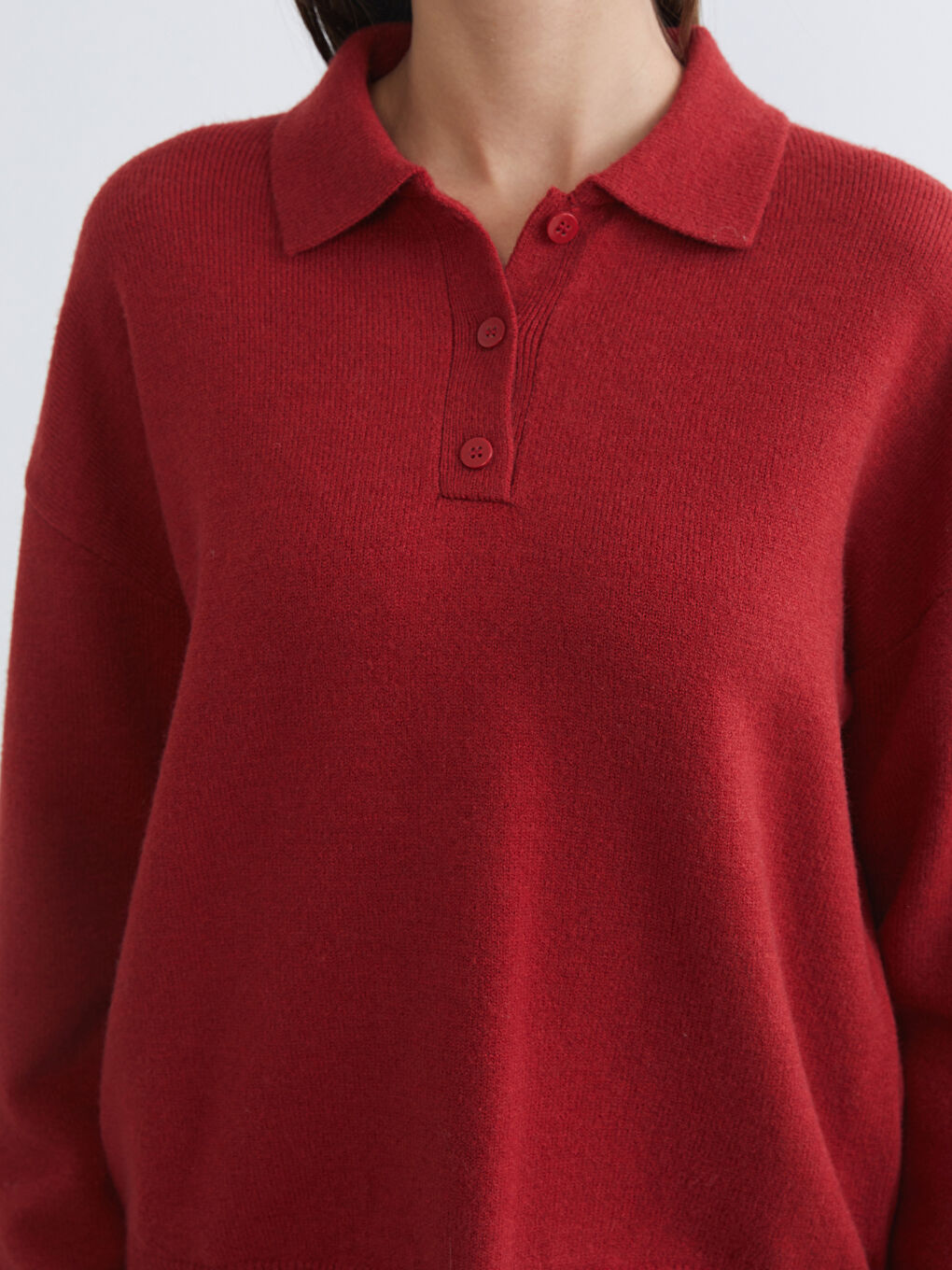 Свитер из трикотажа с воротником поло для женщин-2