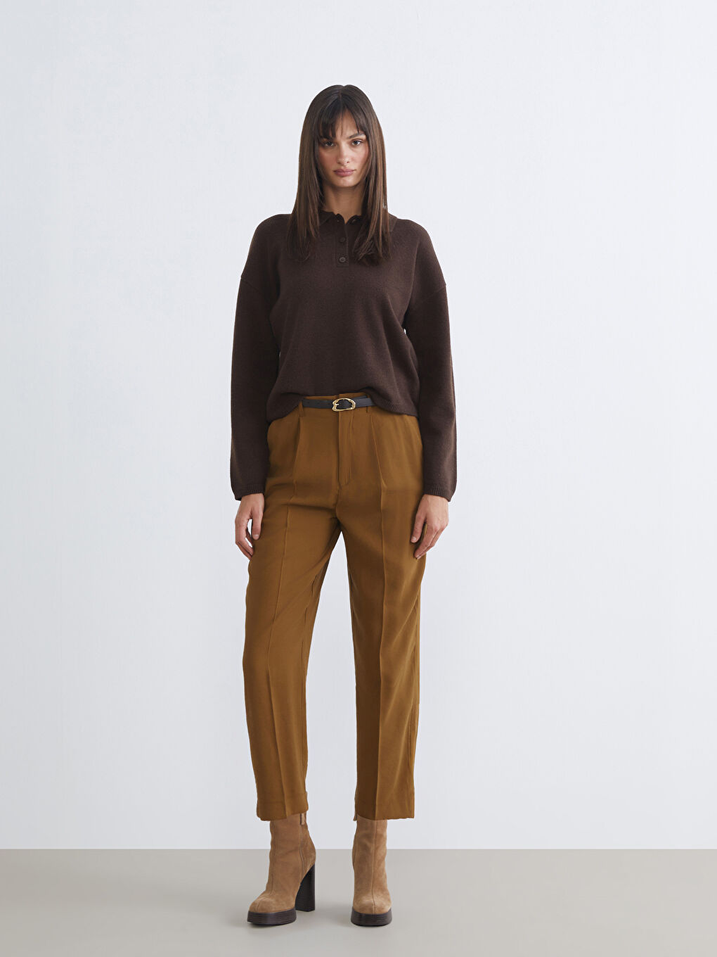 Свитер из трикотажа с воротником поло для женщин-1