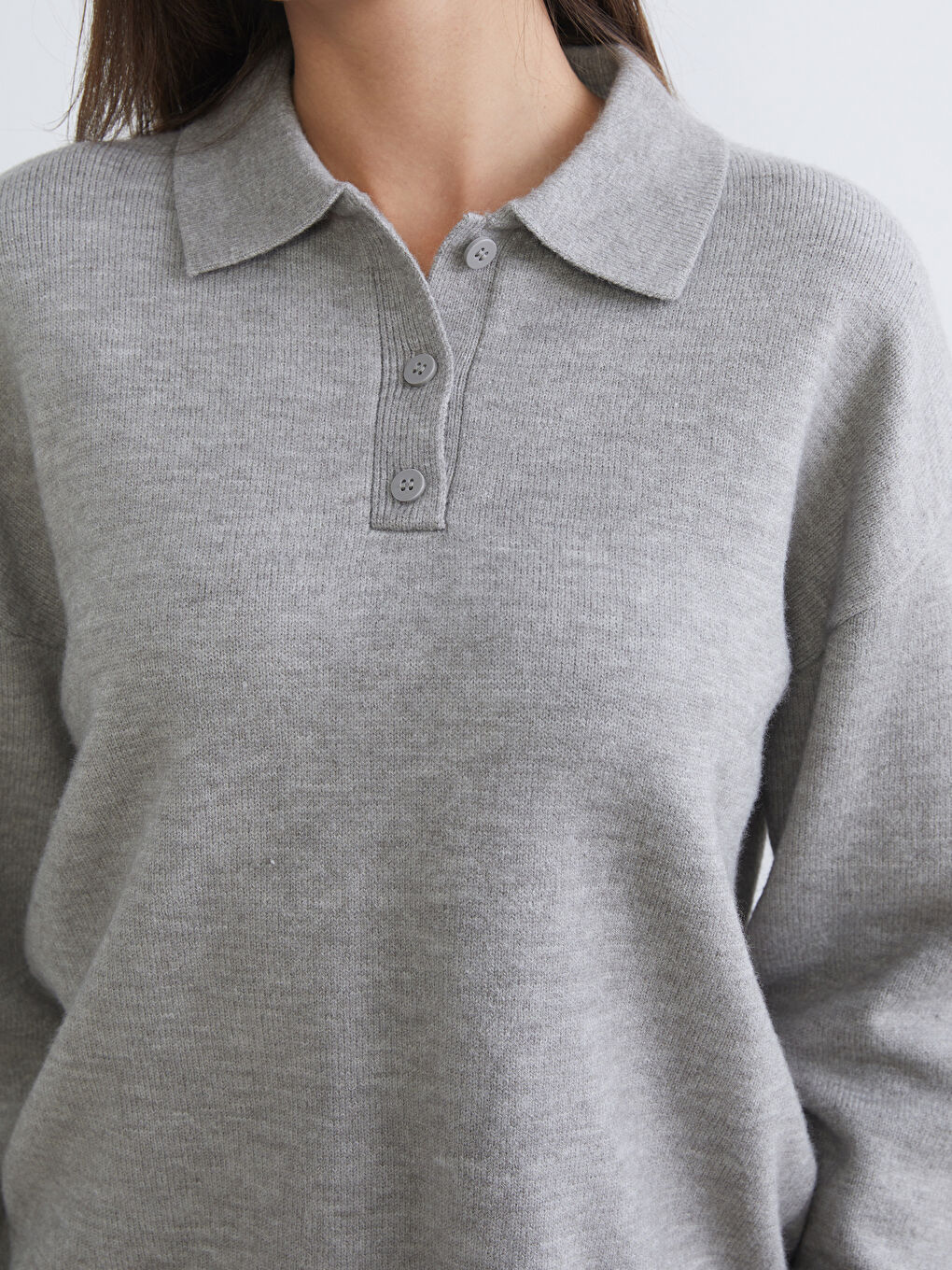 Свитер из трикотажа с воротником поло для женщин-2