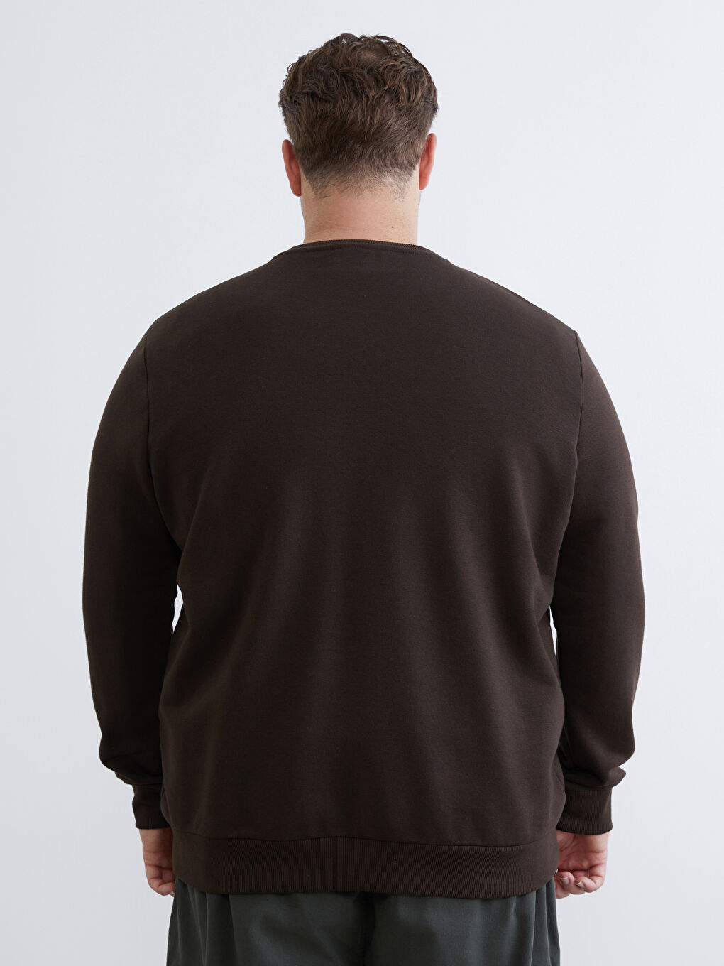 Kahverengi Bisiklet Yaka Baskılı Erkek Sweatshirt-3