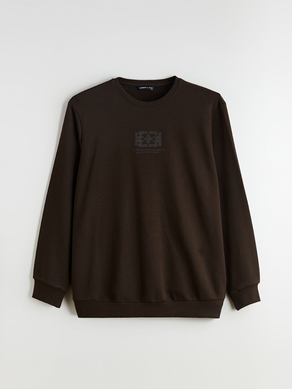 Kahverengi Bisiklet Yaka Baskılı Erkek Sweatshirt-4