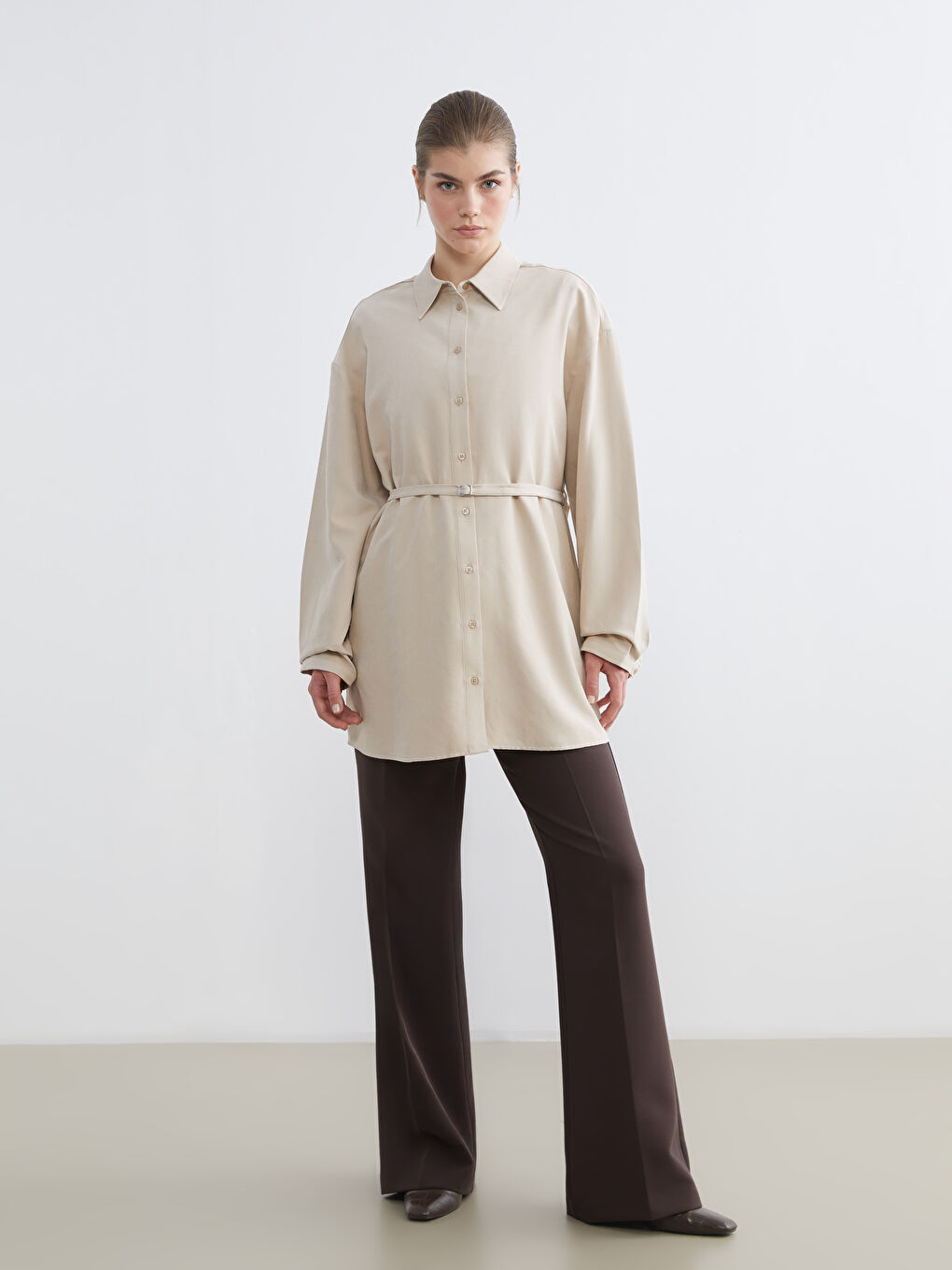 Women's Suede Shirt Tunic-1