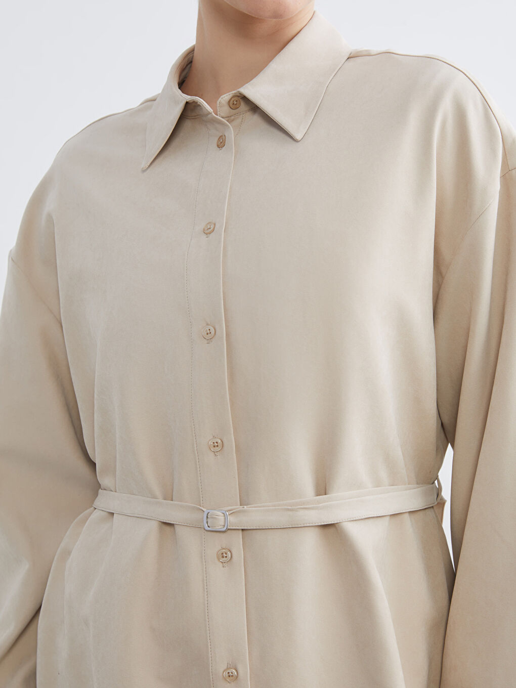 Women's Suede Shirt Tunic-2