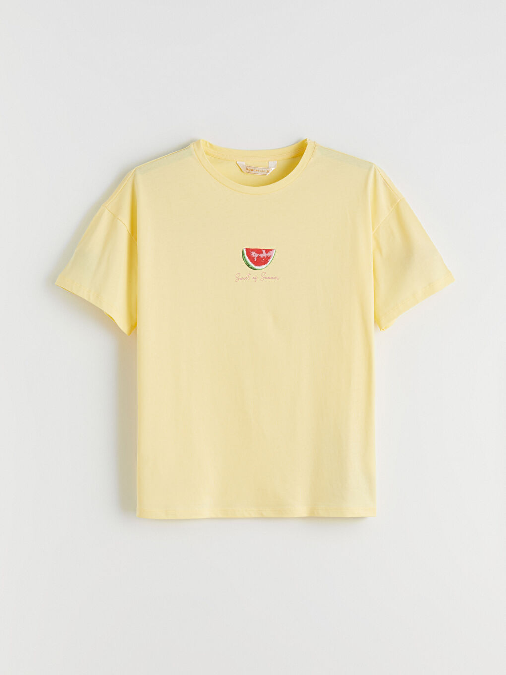 Ekru Bisiklet Yaka Baskılı Kadın Pijama Takımı-5