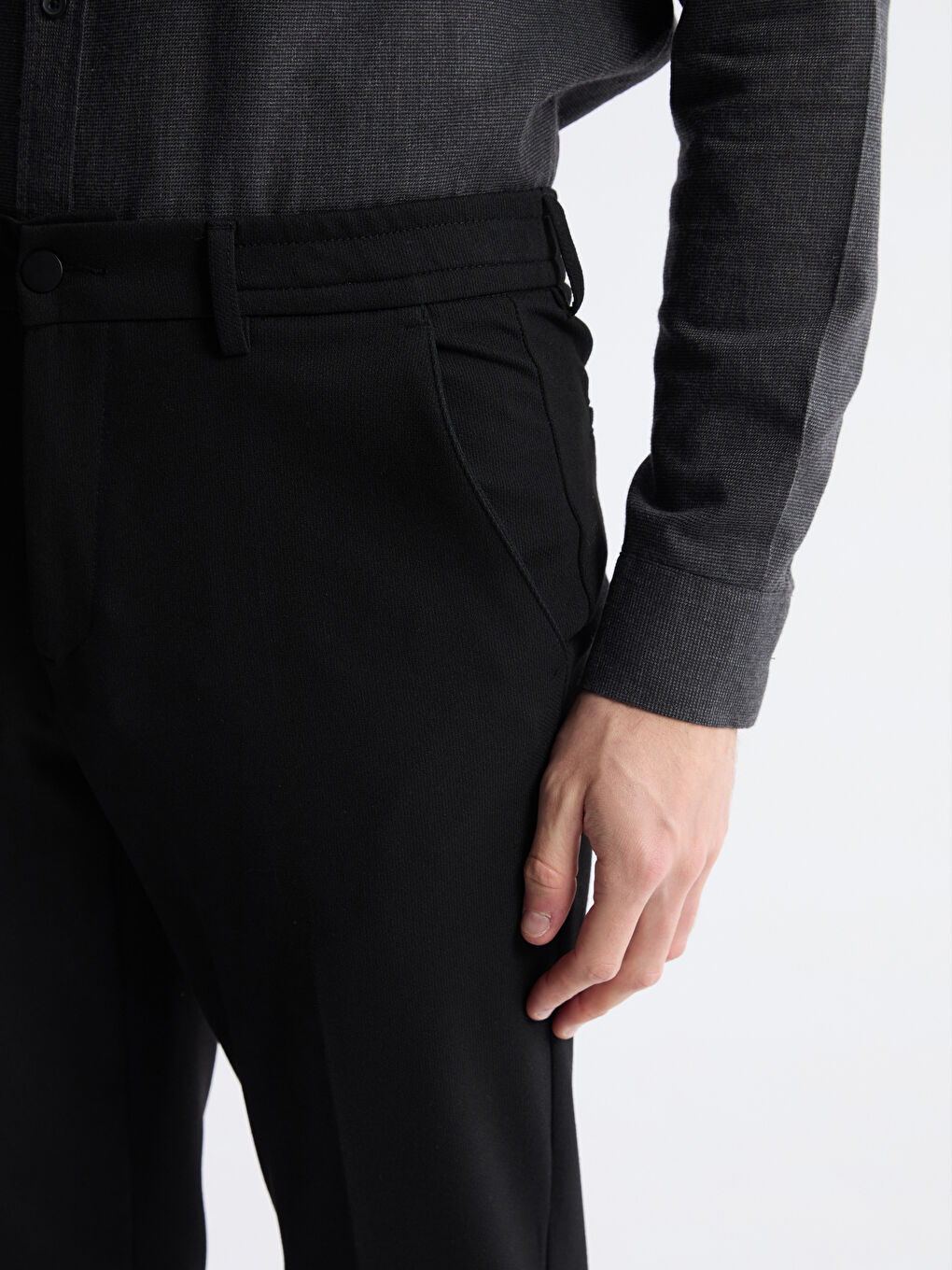 Siyah Standart Kalıp Erkek Pantolon-2
