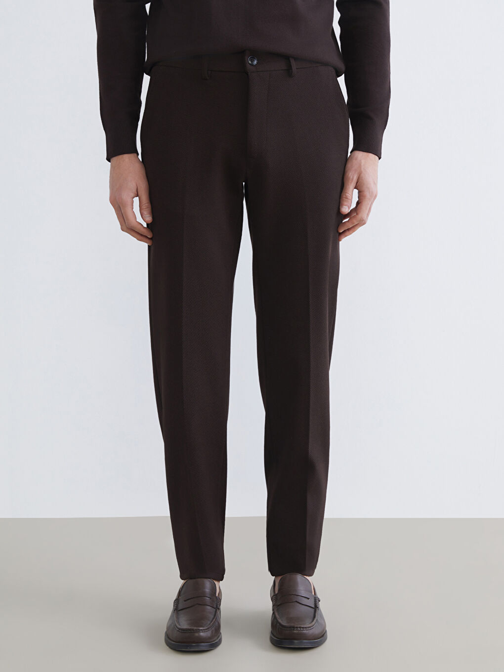 Kahverengi Standart Kalıp Erkek Pantolon-1