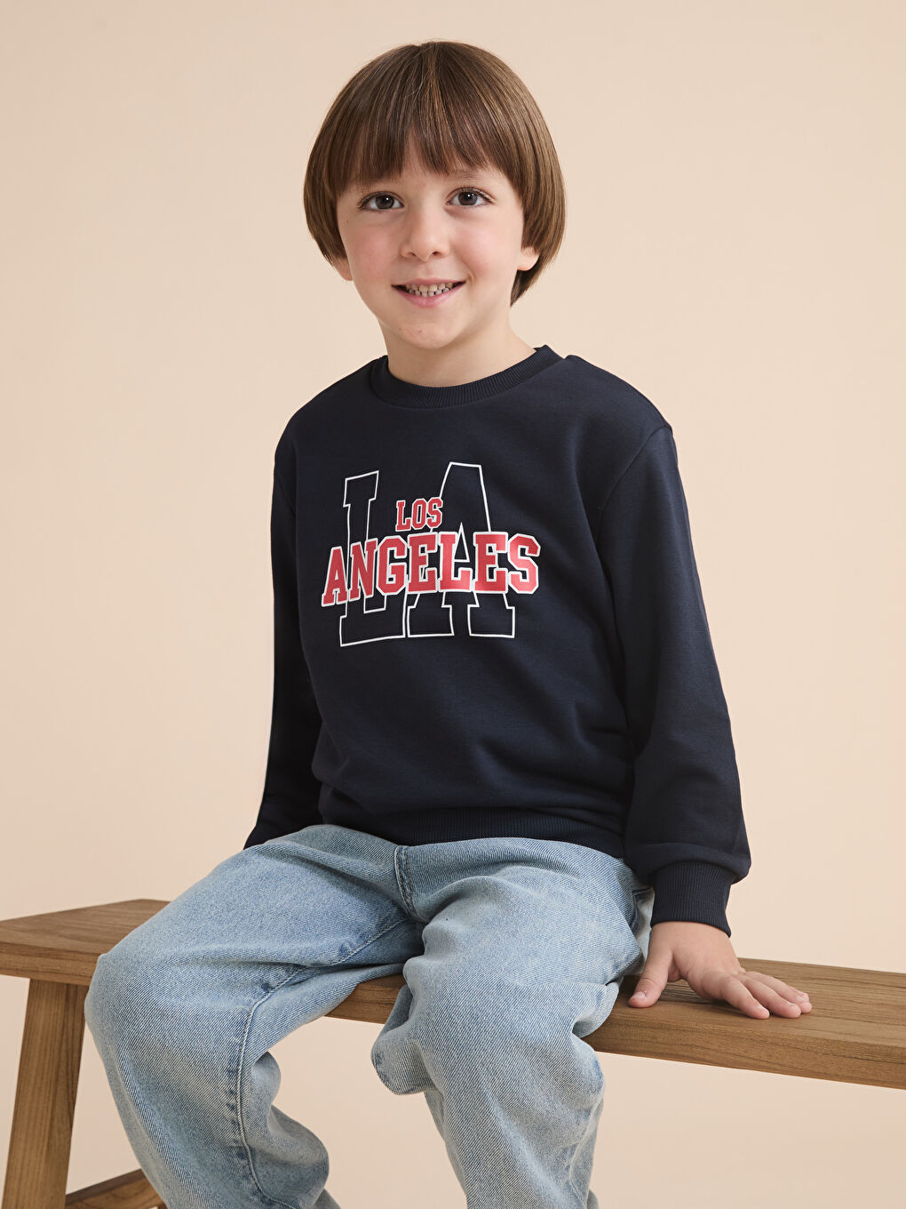 Lacivert Los Angeles Baskılı Erkek Çocuk Sweatshirt-2