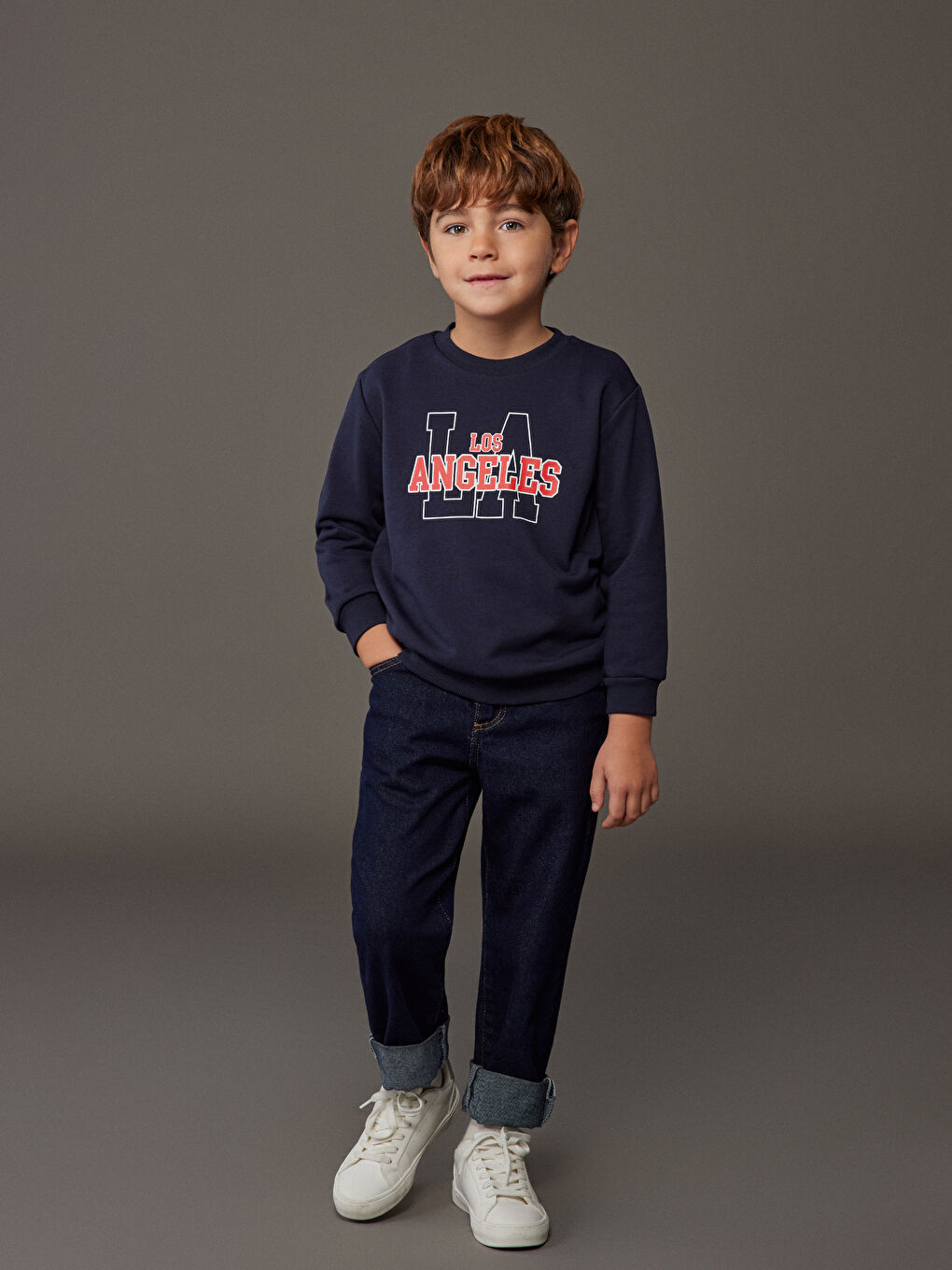 Lacivert Los Angeles Baskılı Erkek Çocuk Sweatshirt-1