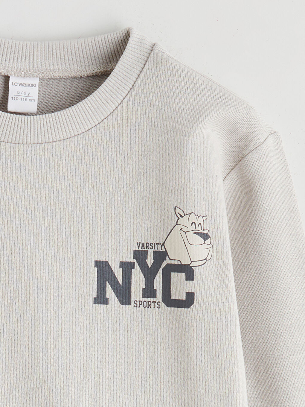 Gri Bisiklet Yaka Erkek Çocuk Sweatshirt-5