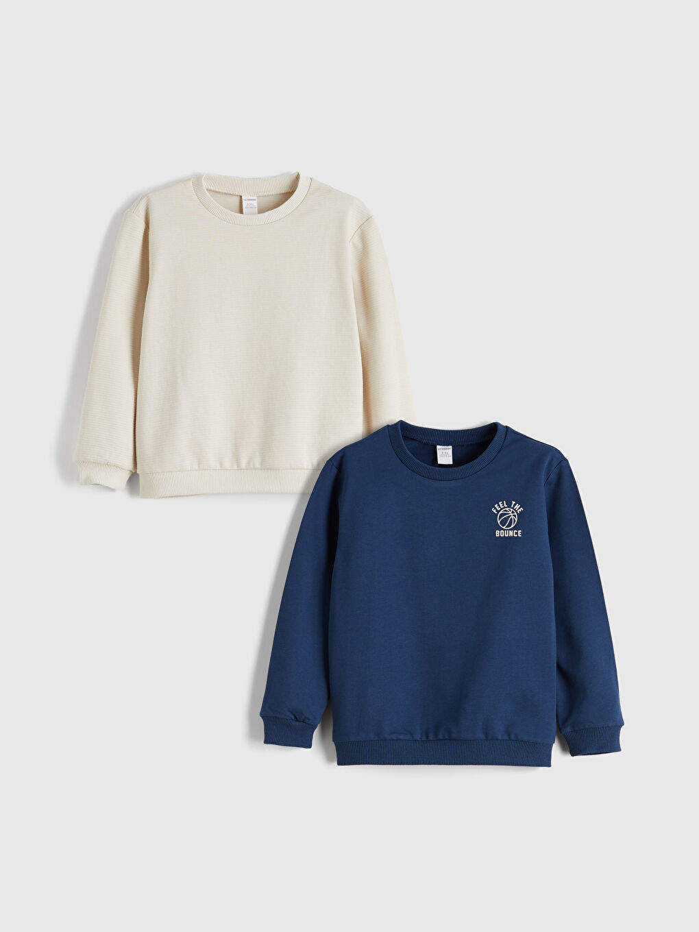 Gri Bisiklet Yaka Erkek Çocuk Sweatshirt 2'li-2