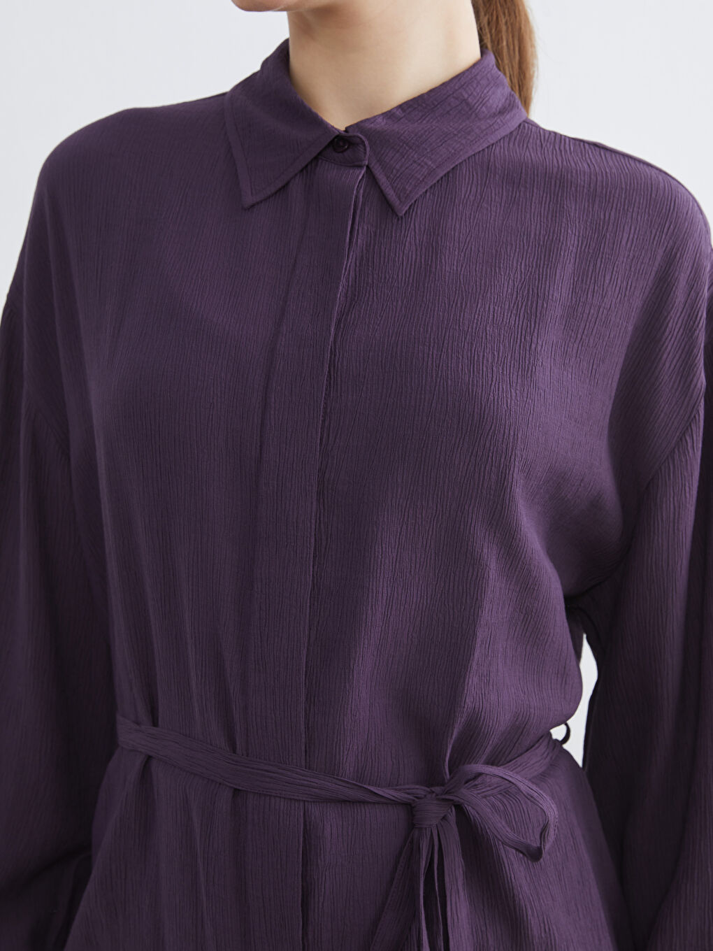 Textured Oversize Women's Shirt Tunic-2