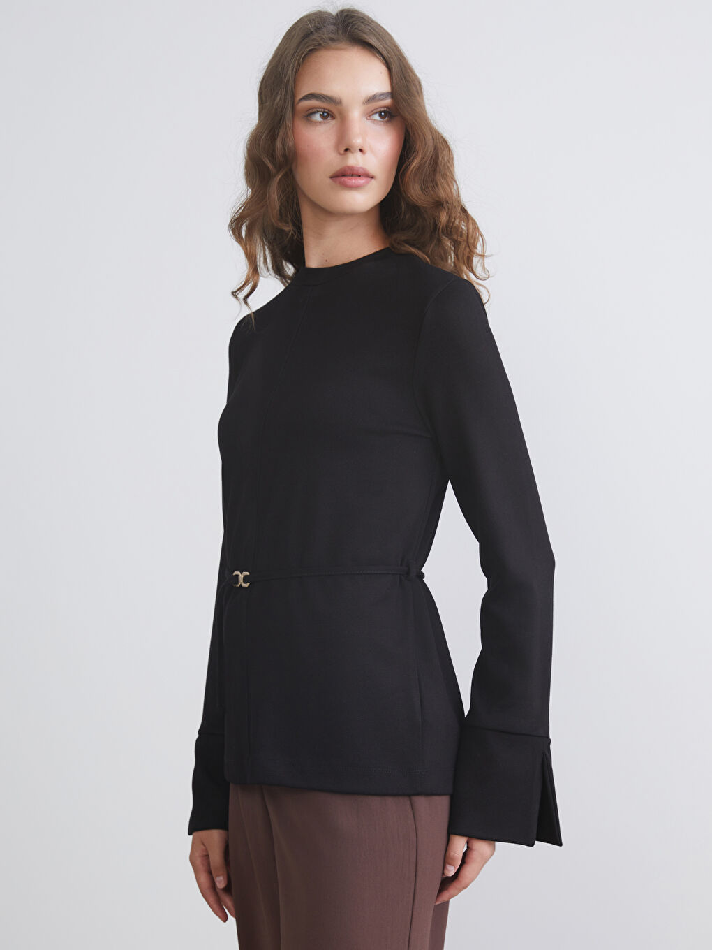 Siyah Dik Yaka Kadın Sweatshirt Tunik