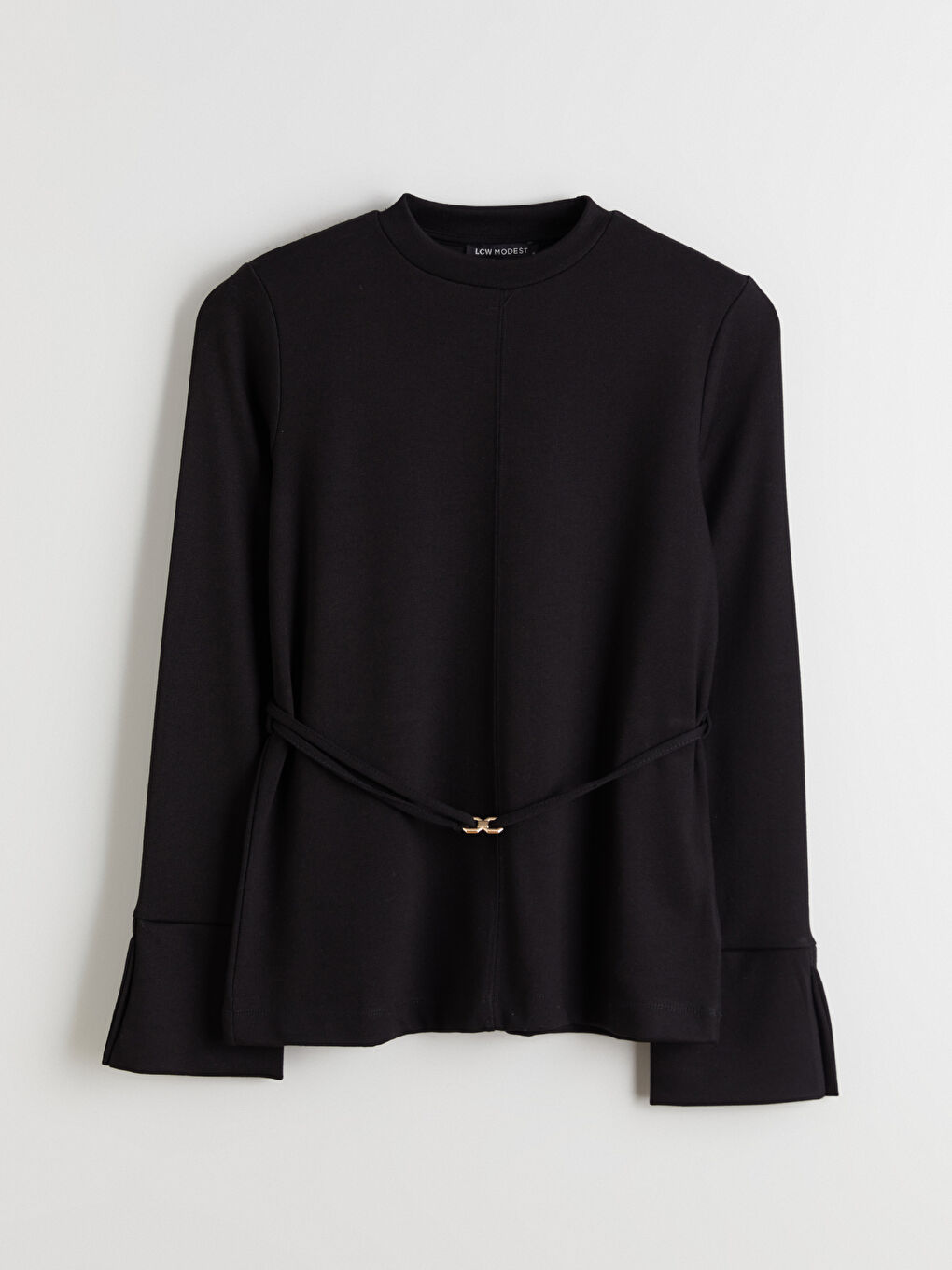 Siyah Dik Yaka Kadın Sweatshirt Tunik-4