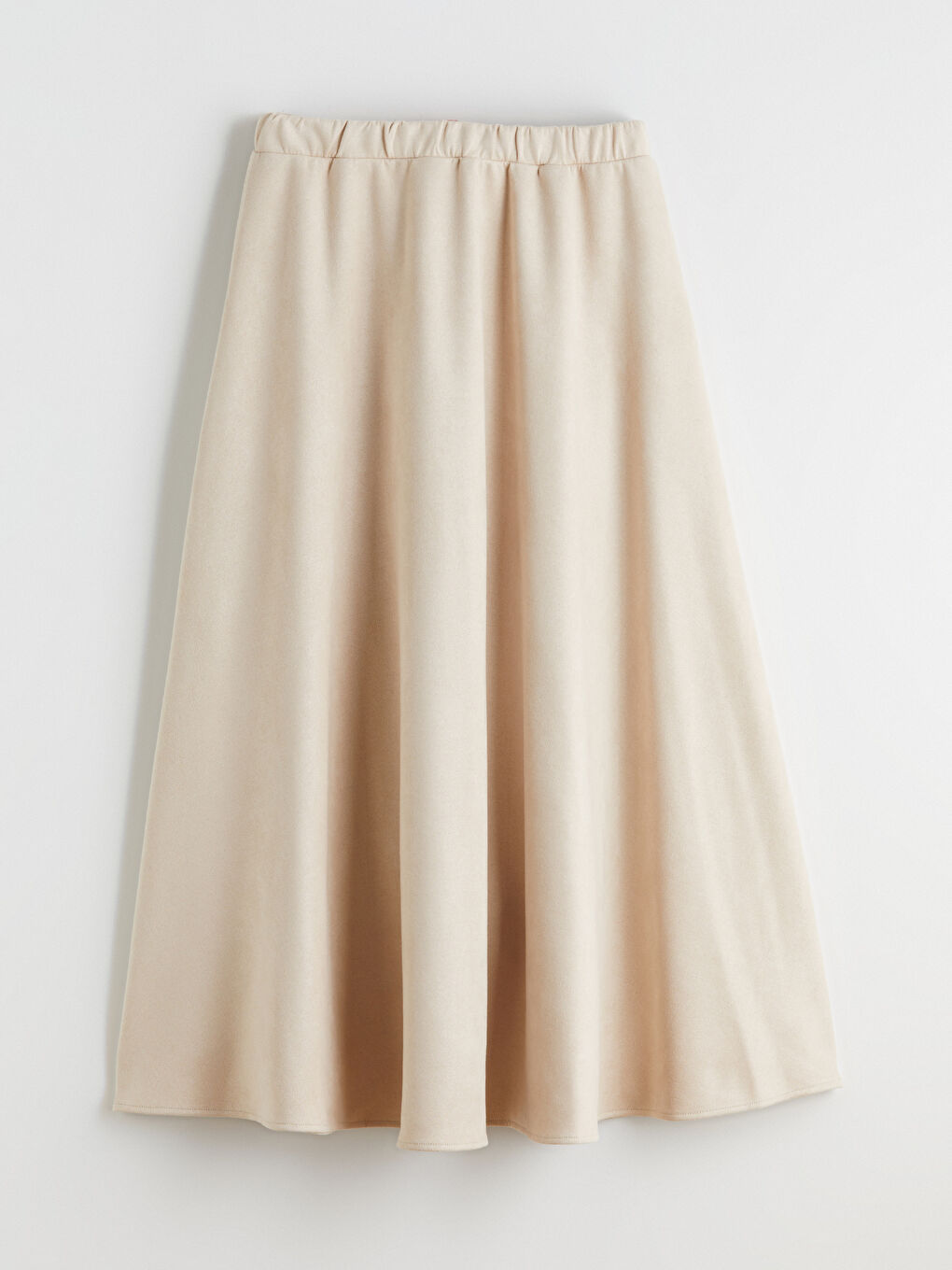 Bej Beli Lastikli Kloş Etek-4