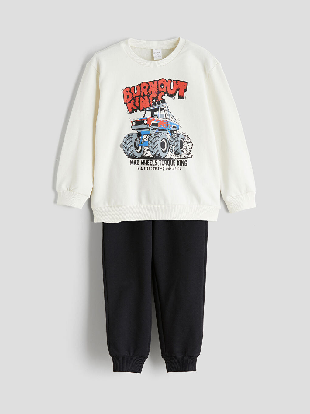 Bej Baskılı Erkek Çocuk Sweatshirt ve Eşofman Altı-2