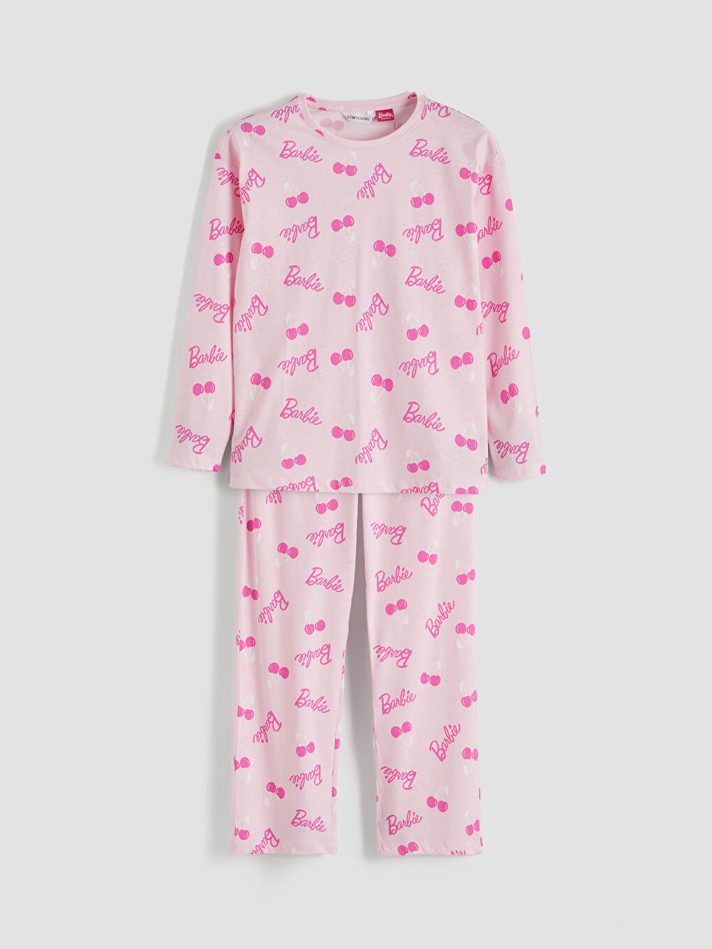 Crew Neck Barbie Printed Women's Pyjamas Set