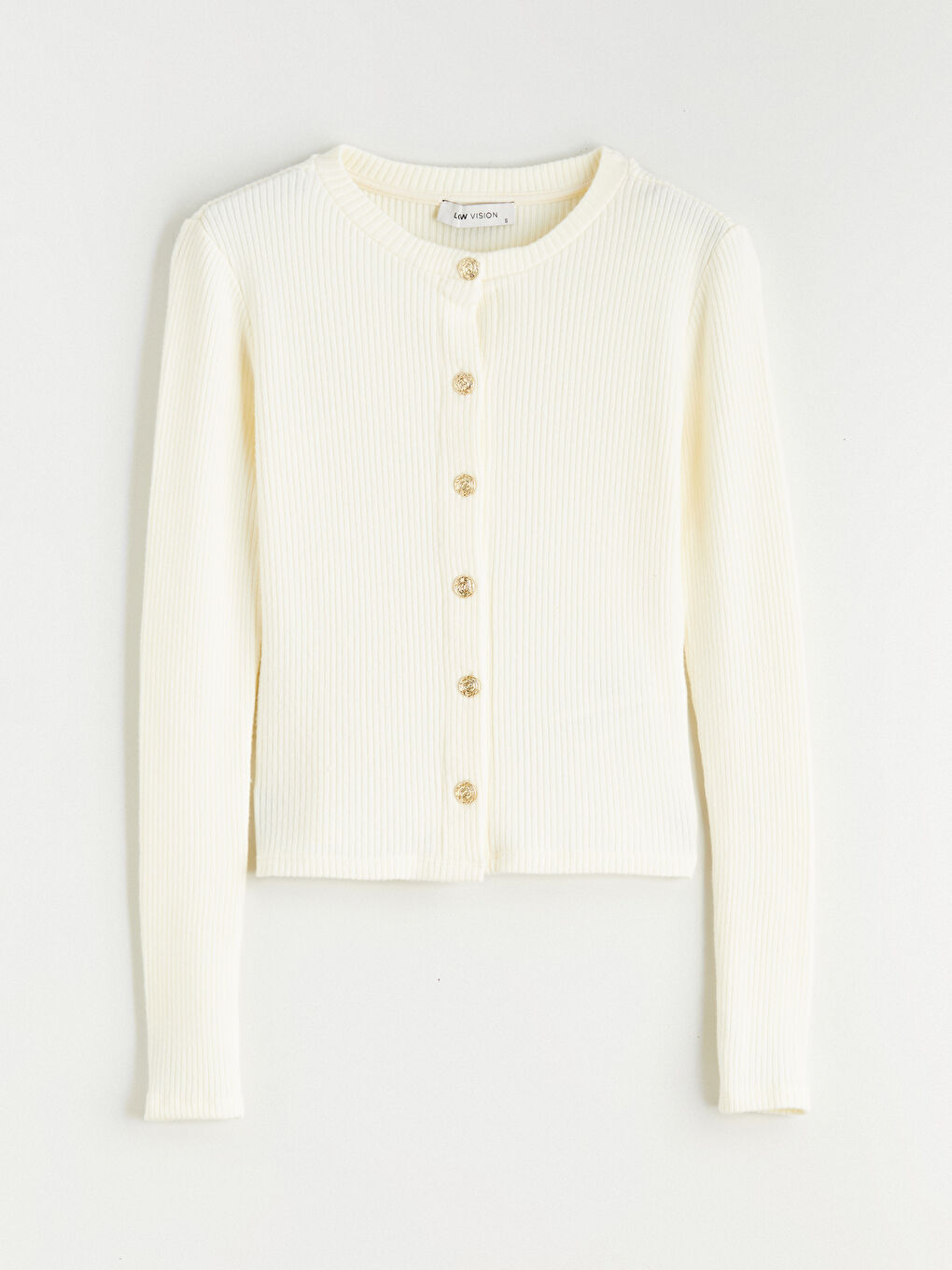 Ekru Bisiklet Yaka Kadın Hırka-4