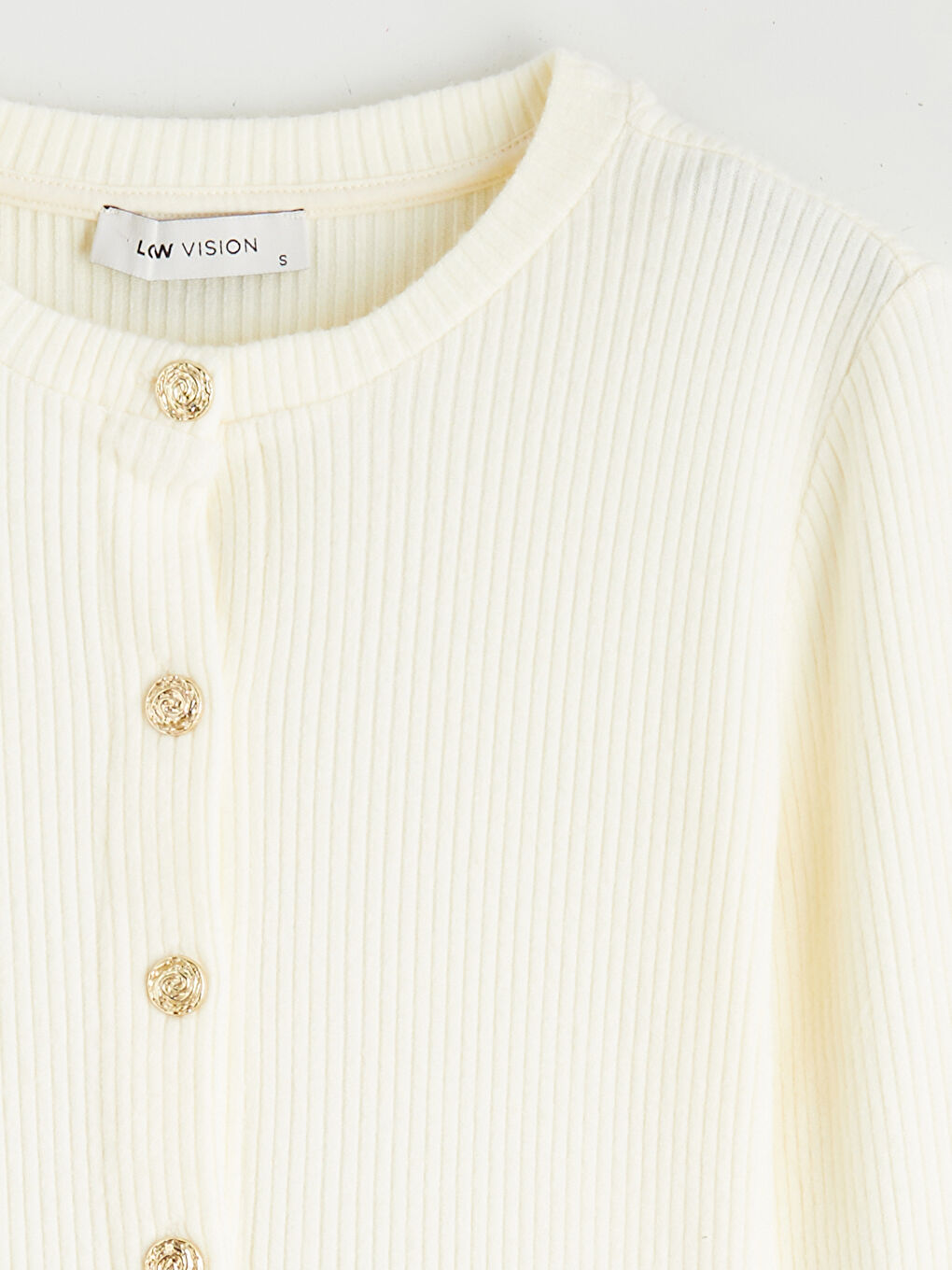 Ekru Bisiklet Yaka Kadın Hırka-5