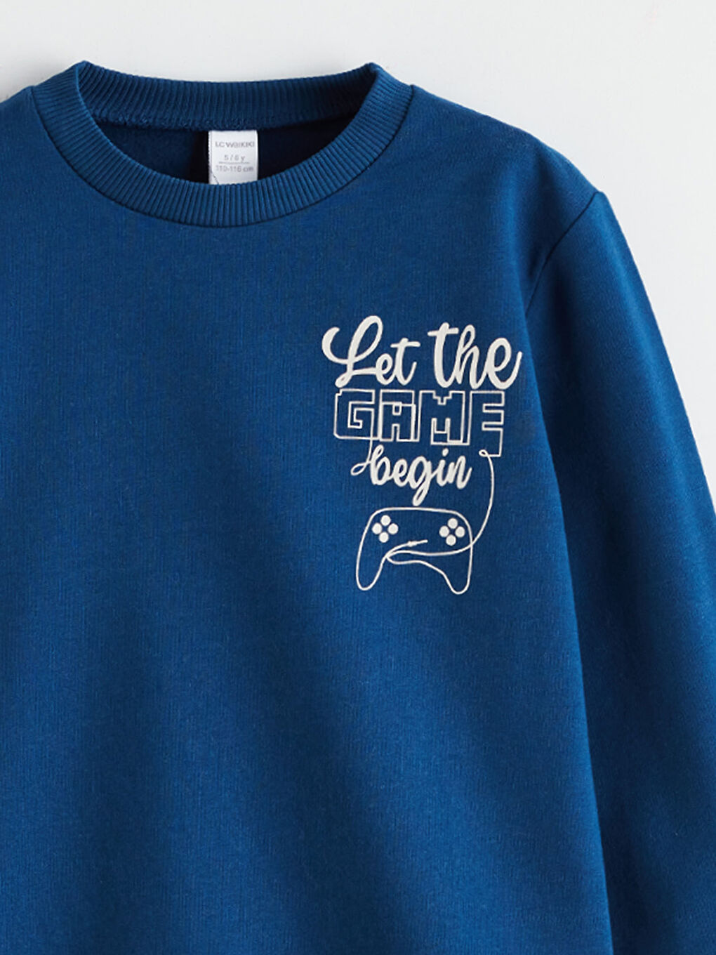 Lacivert Bisiklet Yaka Baskılı Erkek Çocuk Sweatshirt-2