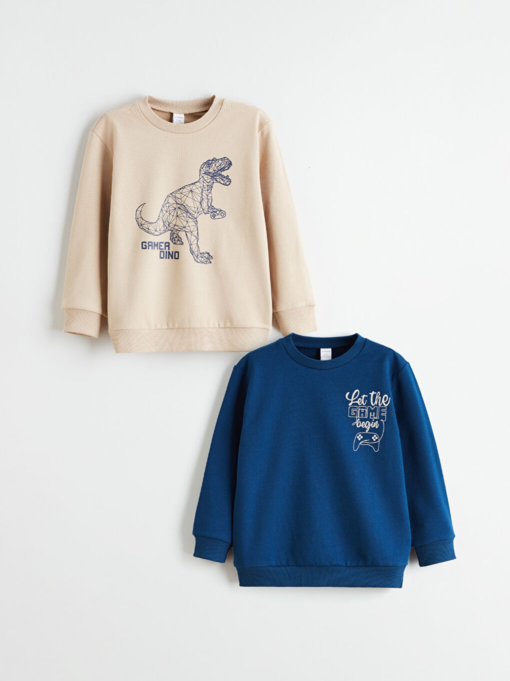 Bej Baskılı Erkek Çocuk Sweatshirt 2'li-2