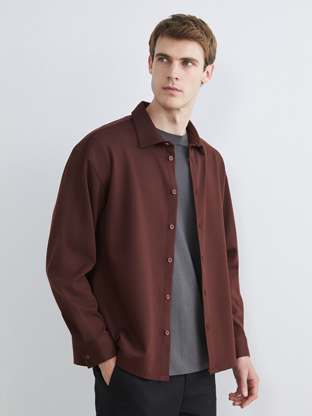 Kırmızı Regular Fit Uzun Kollu Erkek Gömlek