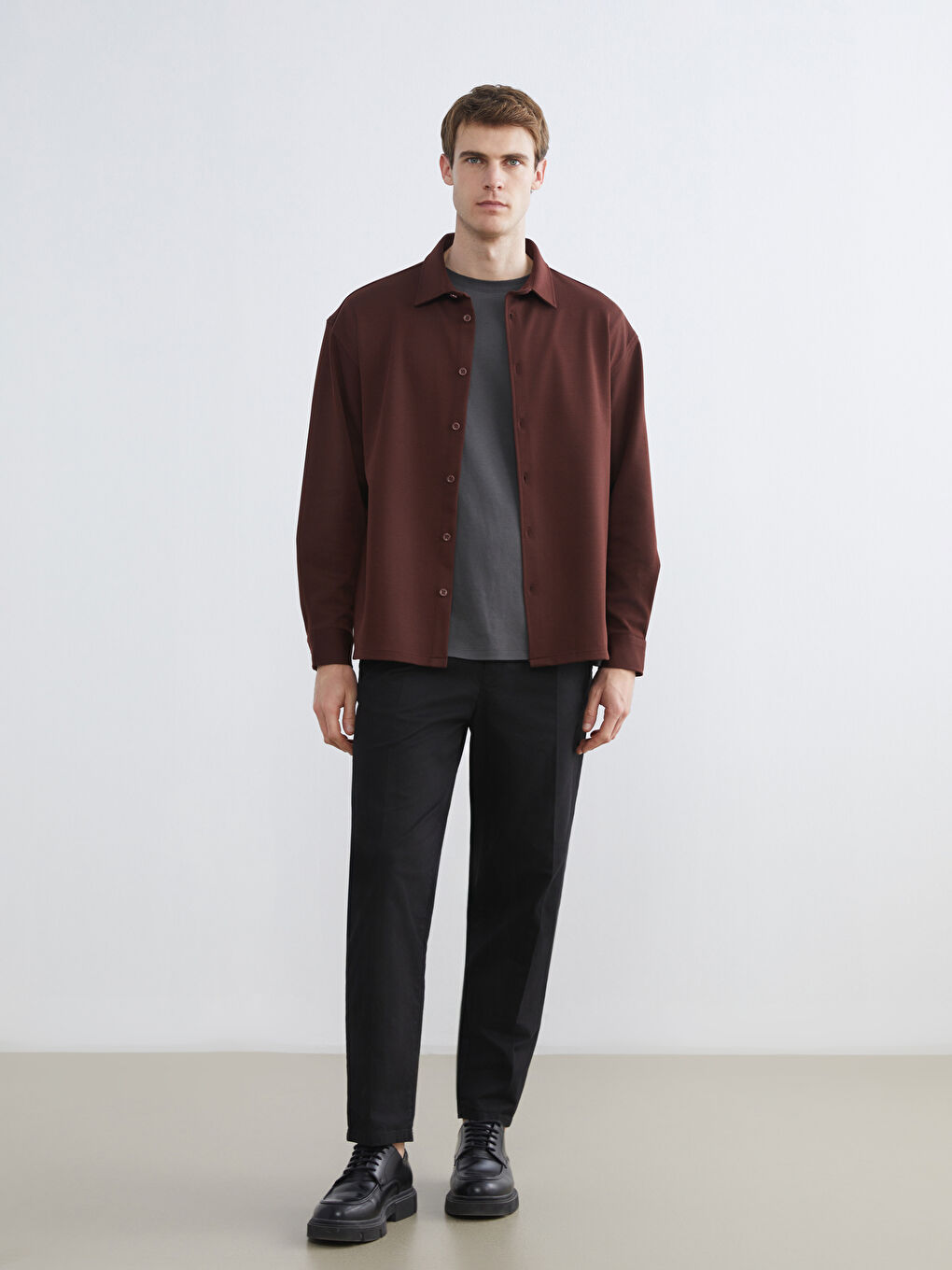 Kırmızı Regular Fit Uzun Kollu Erkek Gömlek-1