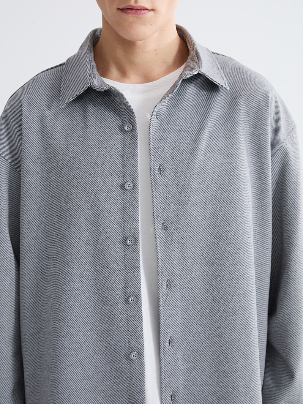 Gri Regular Fit Uzun Kollu Erkek Gömlek-2