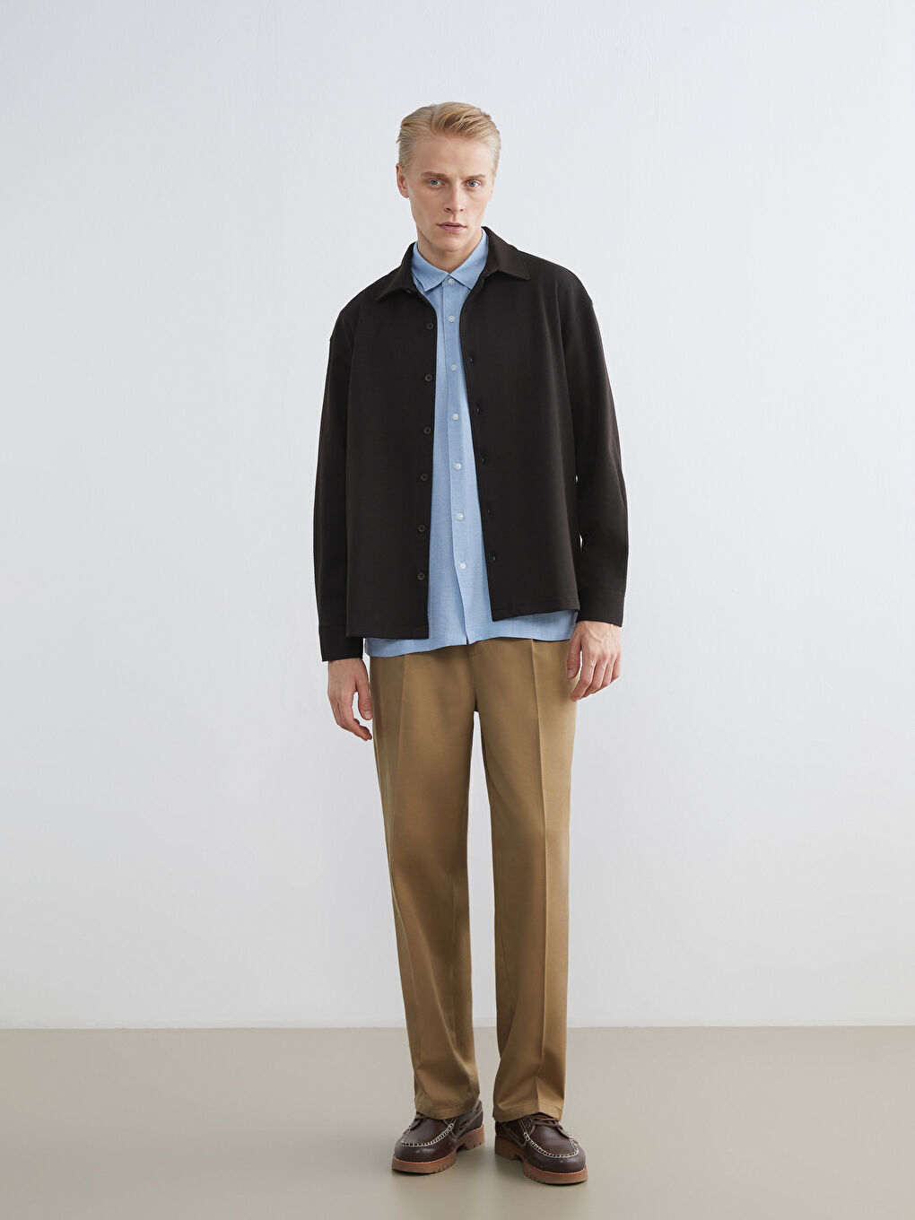 Kahverengi Regular Fit Uzun Kollu Erkek Gömlek-1