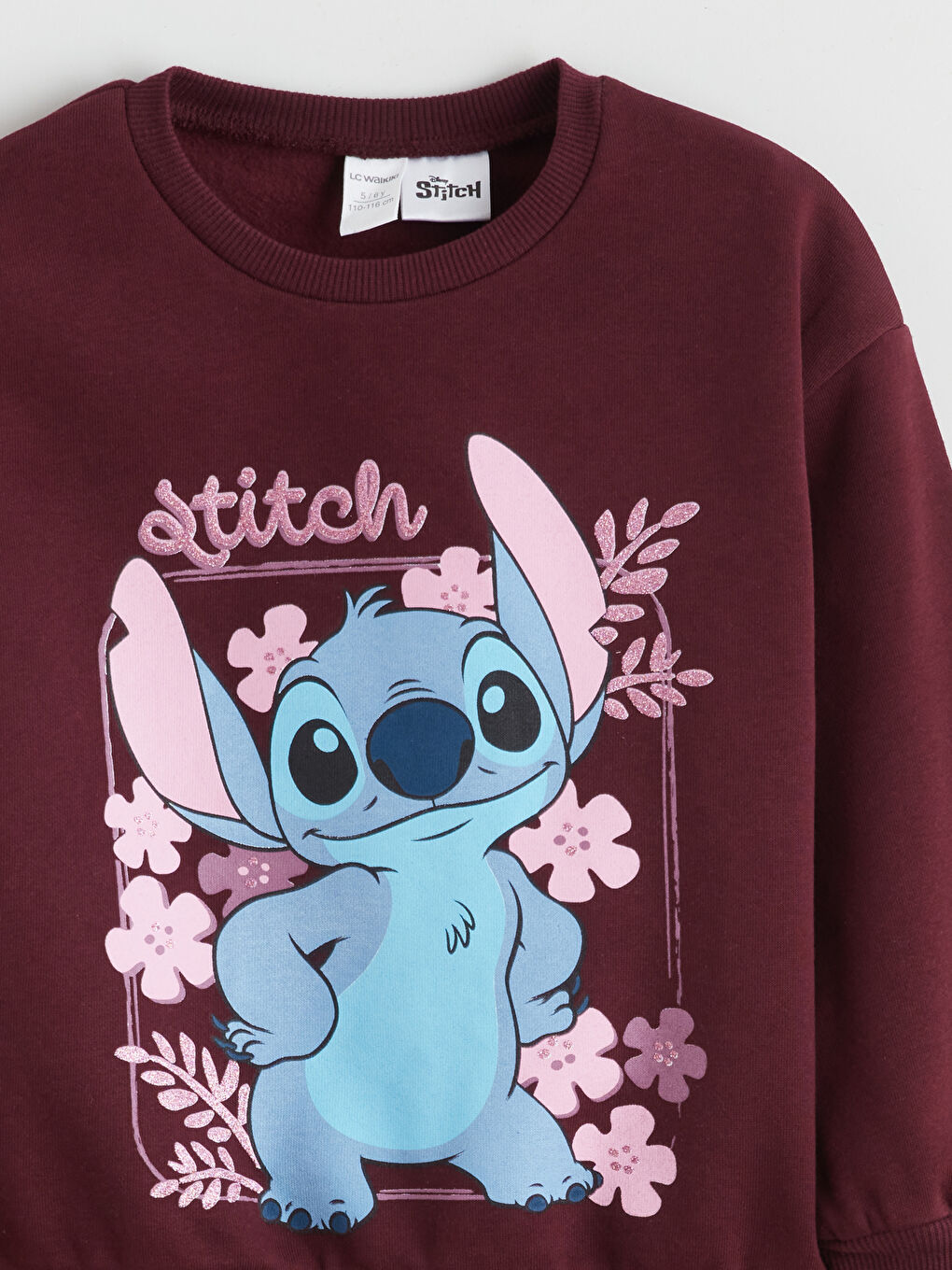 Crew Neck Stitch Printed Girls' Sweatshirt-2