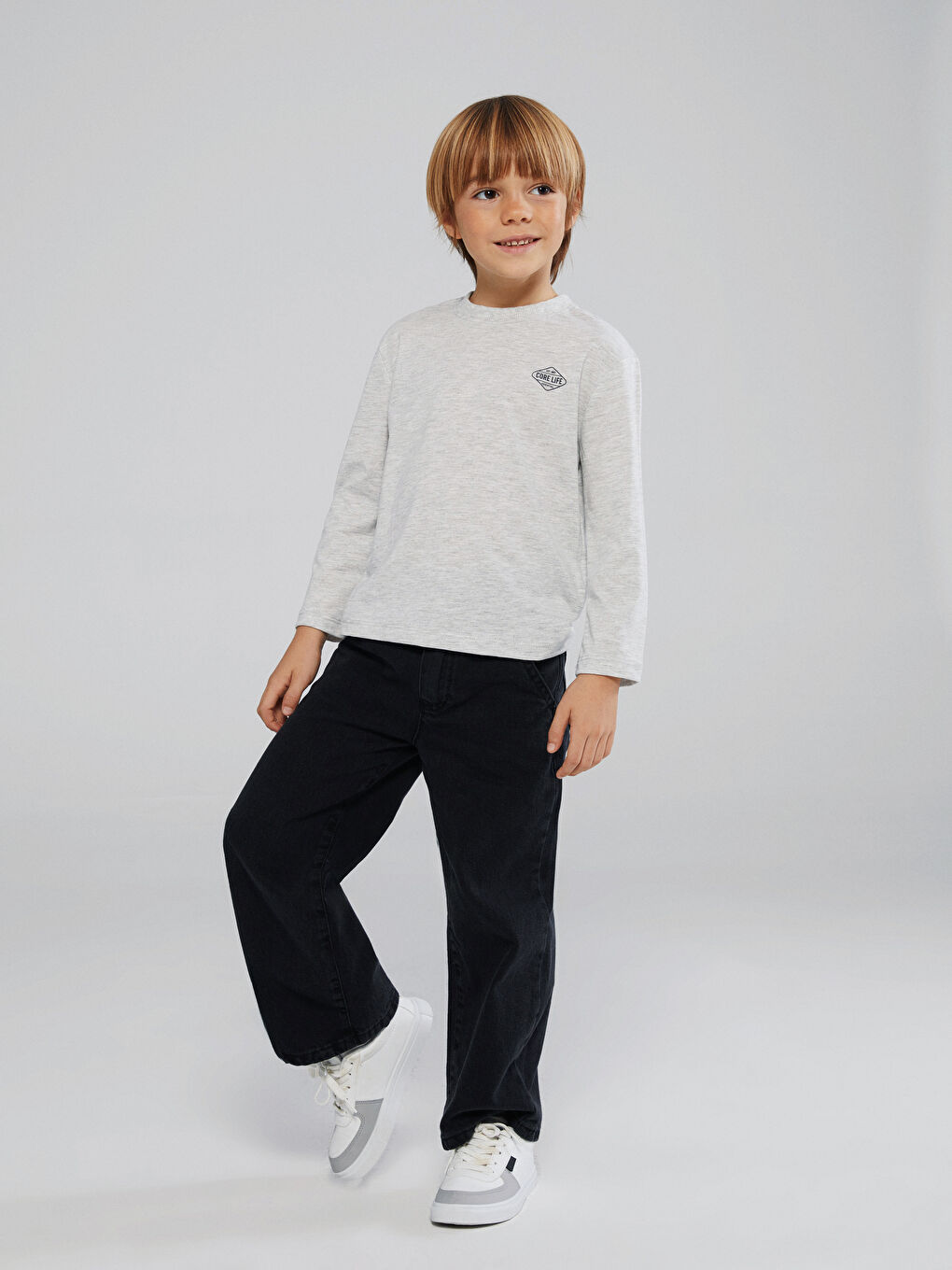 Haki Bisiklet Yaka Erkek Çocuk Tişört 2'li-2