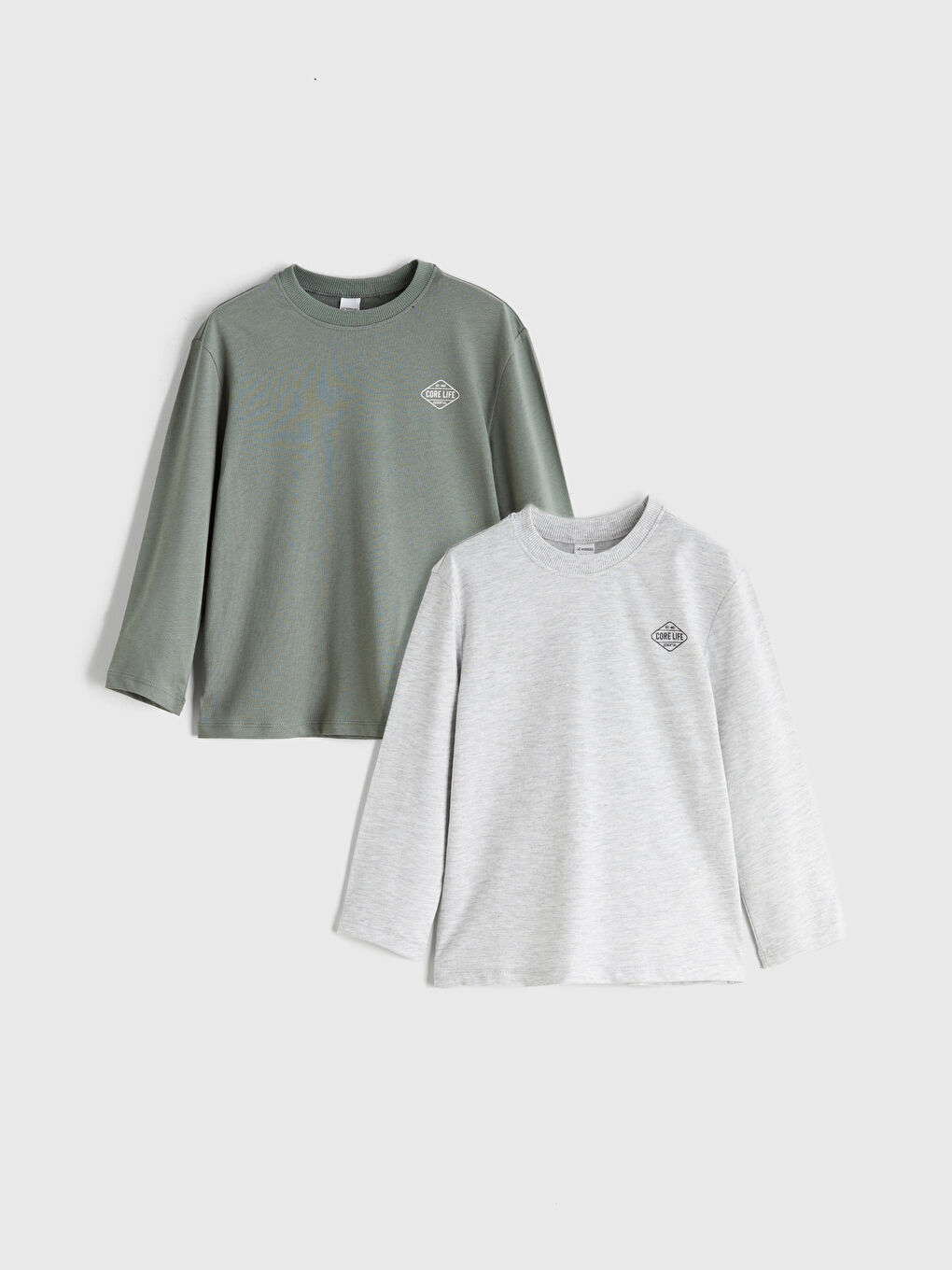 Haki Bisiklet Yaka Erkek Çocuk Tişört 2'li-4