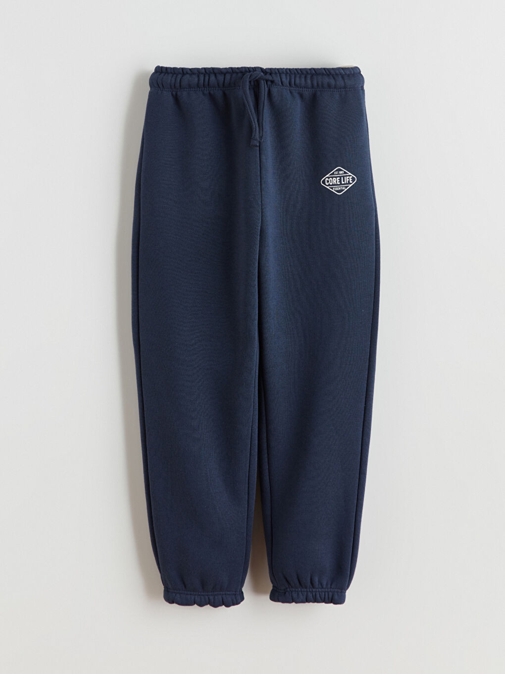 Lacivert Beli Lastikli Erkek Çocuk Kalın Jogger Eşofman Alt 2'li-6