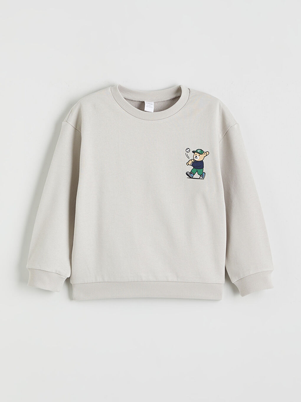 Gri Bisiklet Yaka Erkek Çocuk Sweatshirt