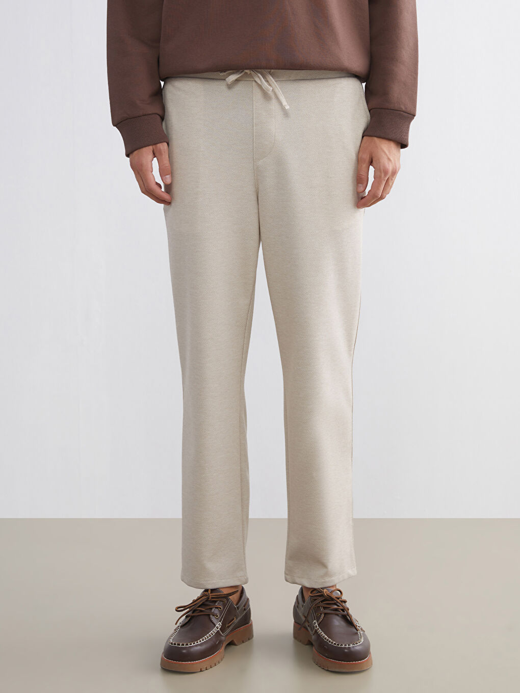 Bej Standart Kalıp Erkek Pantolon-1