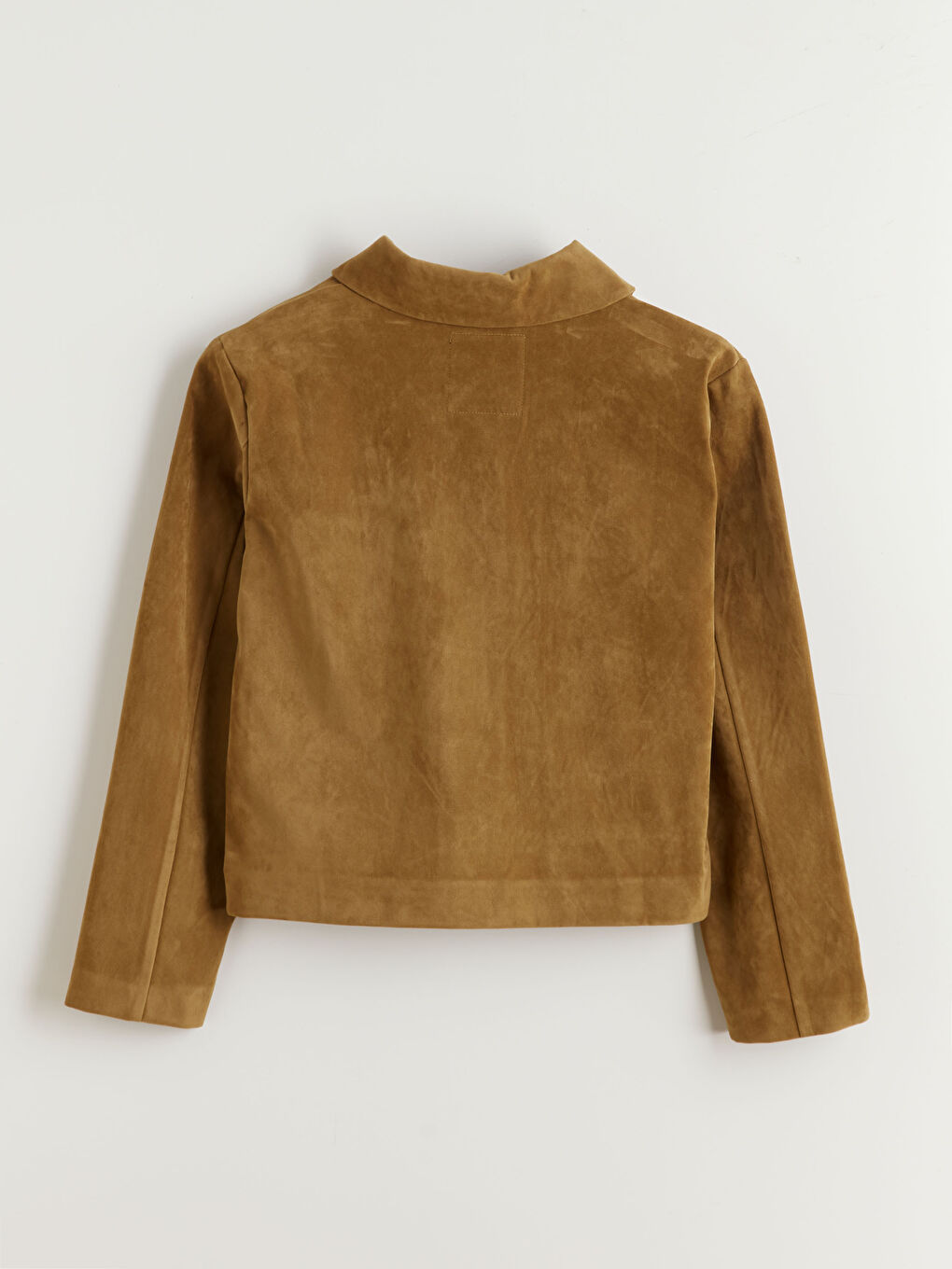 Bej Gömlek Yaka Kadın Süet Görünümlü Ceket-6