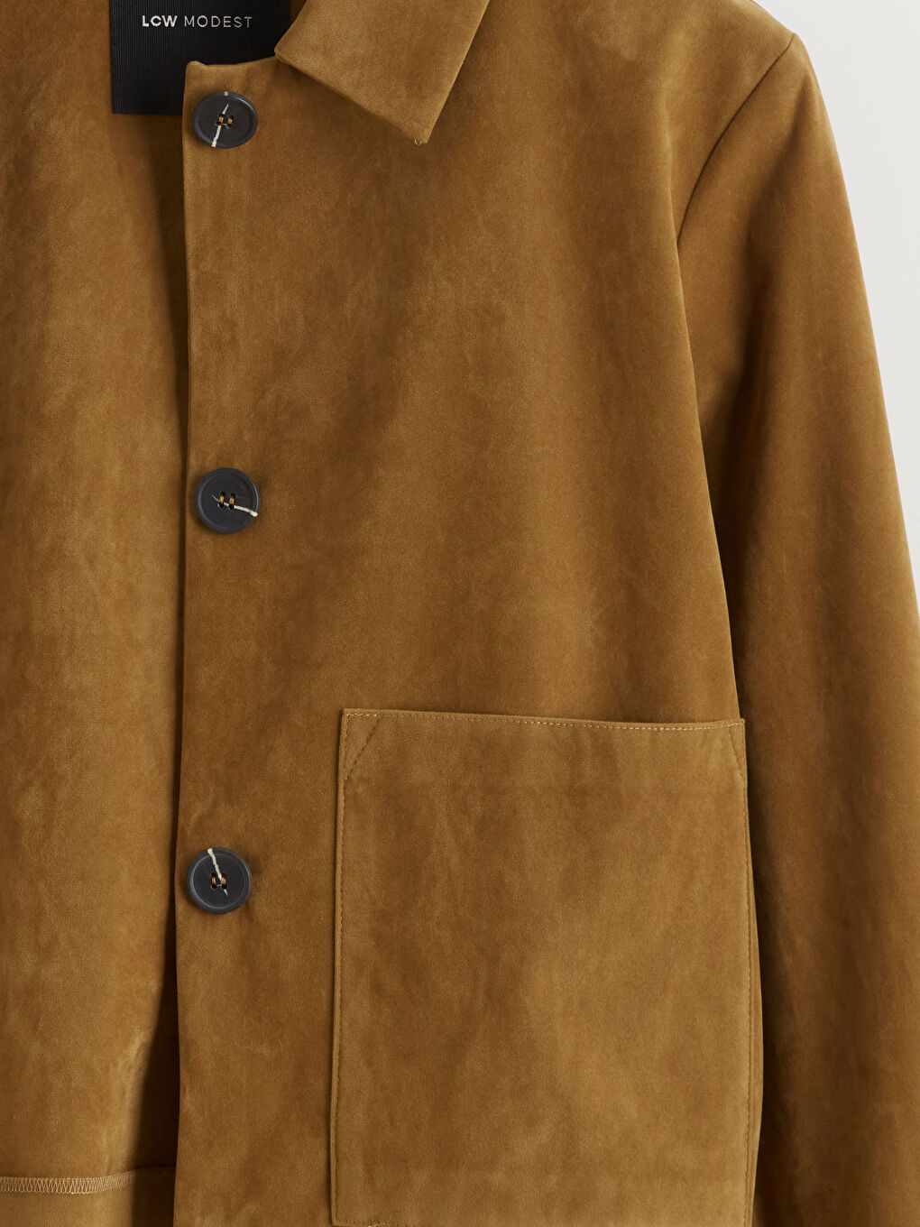 Bej Gömlek Yaka Kadın Süet Görünümlü Ceket-8