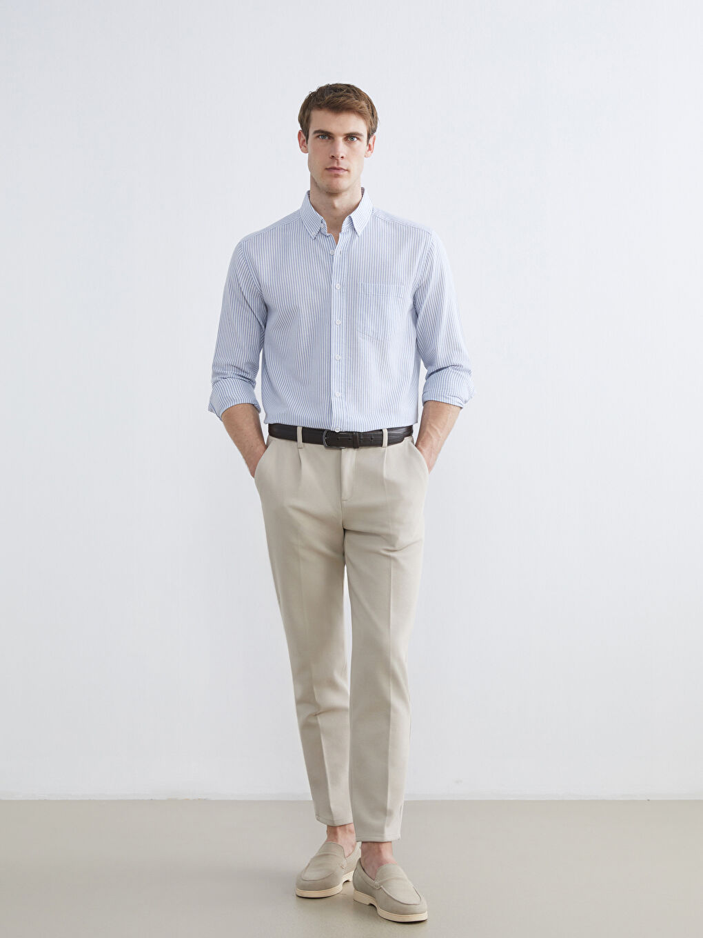 Mavi Regular Fit Uzun Kollu Çizgili Erkek Gömlek-1