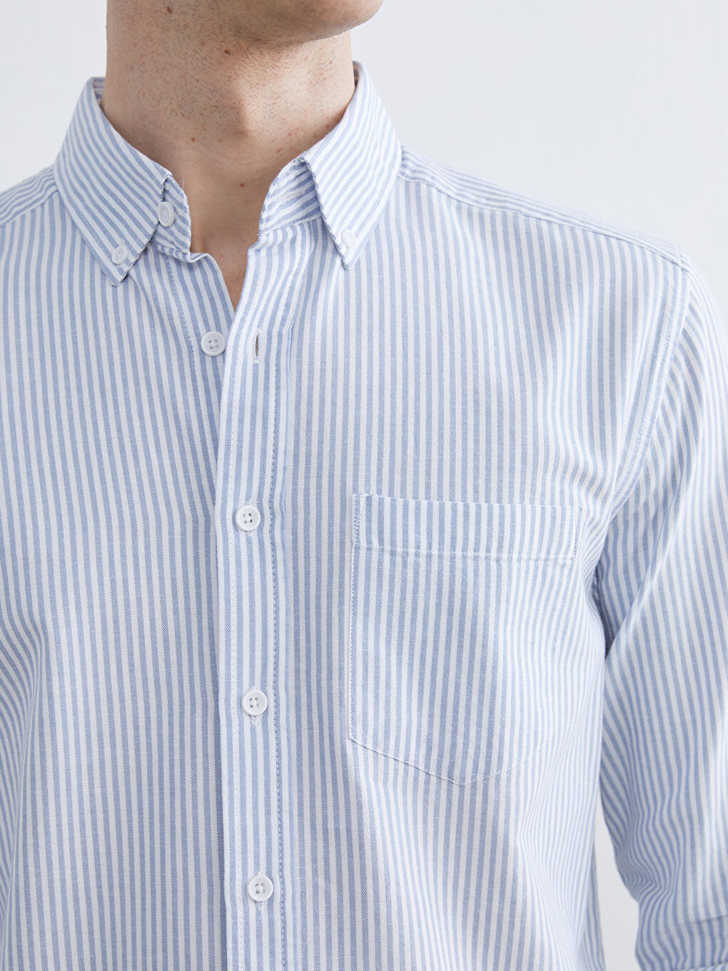Mavi Regular Fit Uzun Kollu Çizgili Erkek Gömlek-2