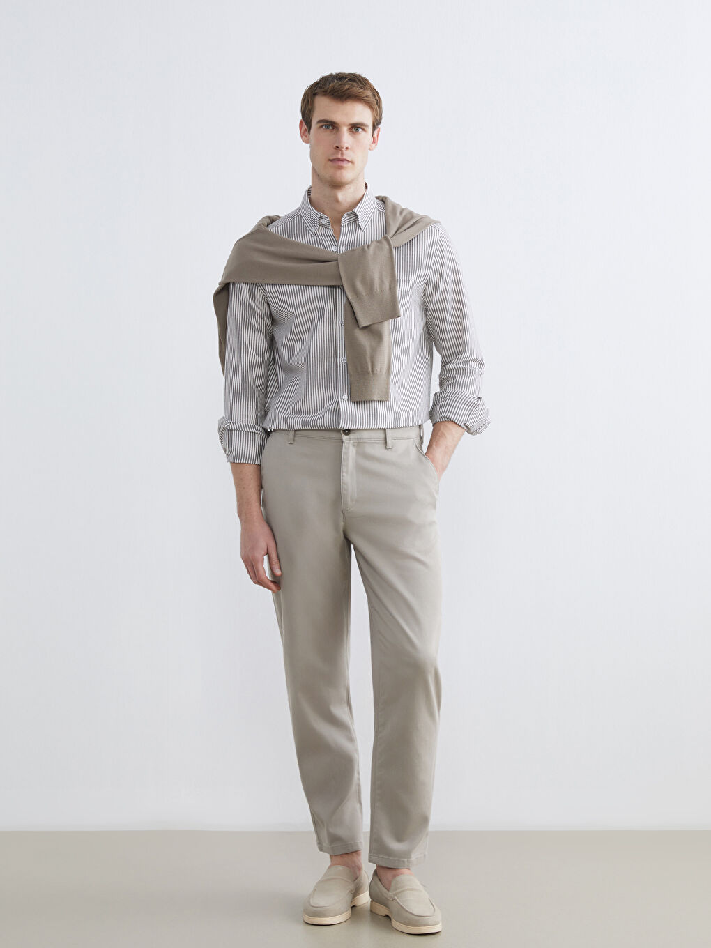 Regular Fit Long Sleeve Striped Men's Shirt-1