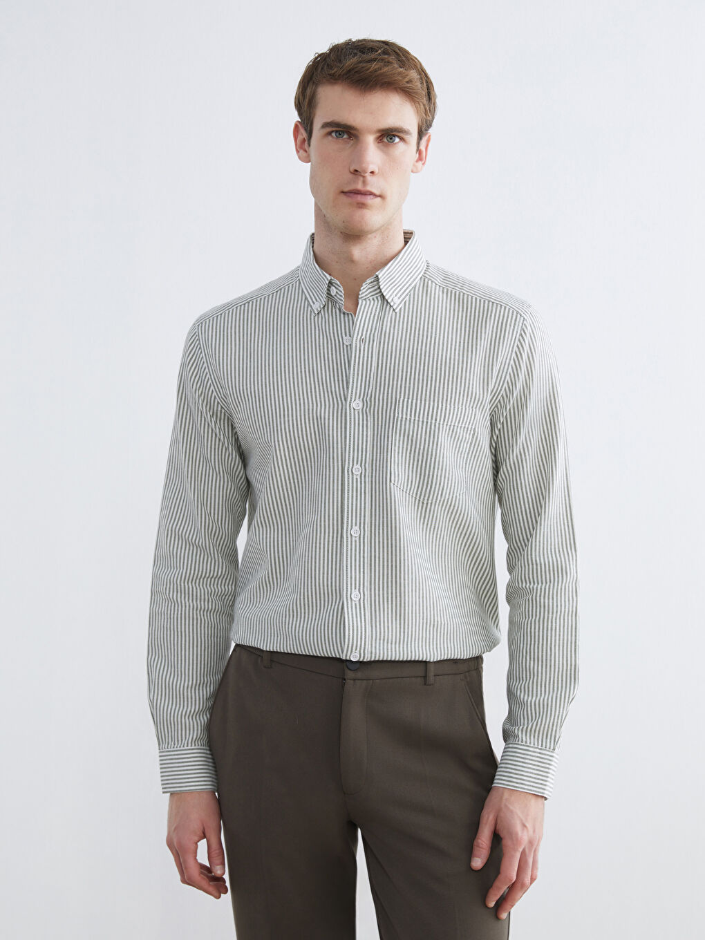 Regular Fit Long Sleeve Striped Men's Shirt