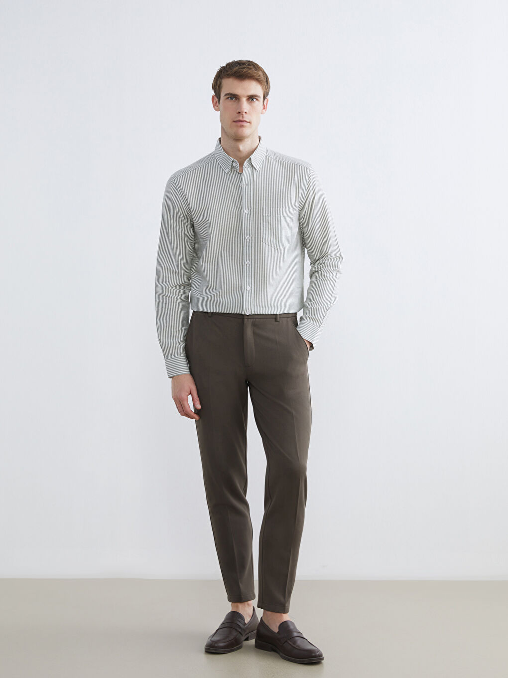 Regular Fit Long Sleeve Striped Men's Shirt-1