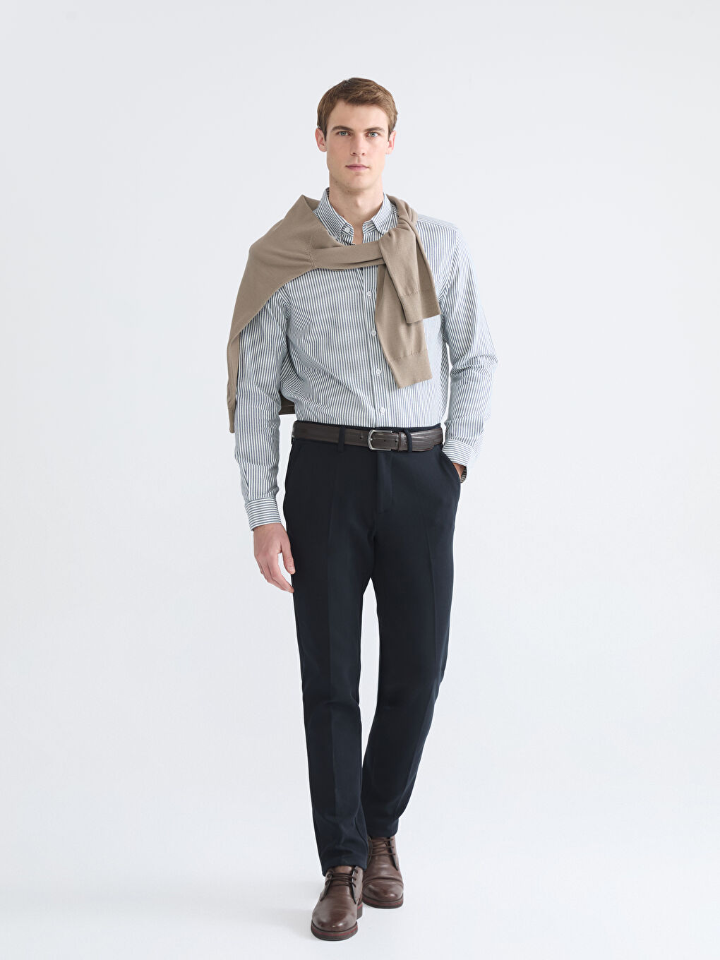 Regular Fit Long Sleeve Striped Men's Shirt-1